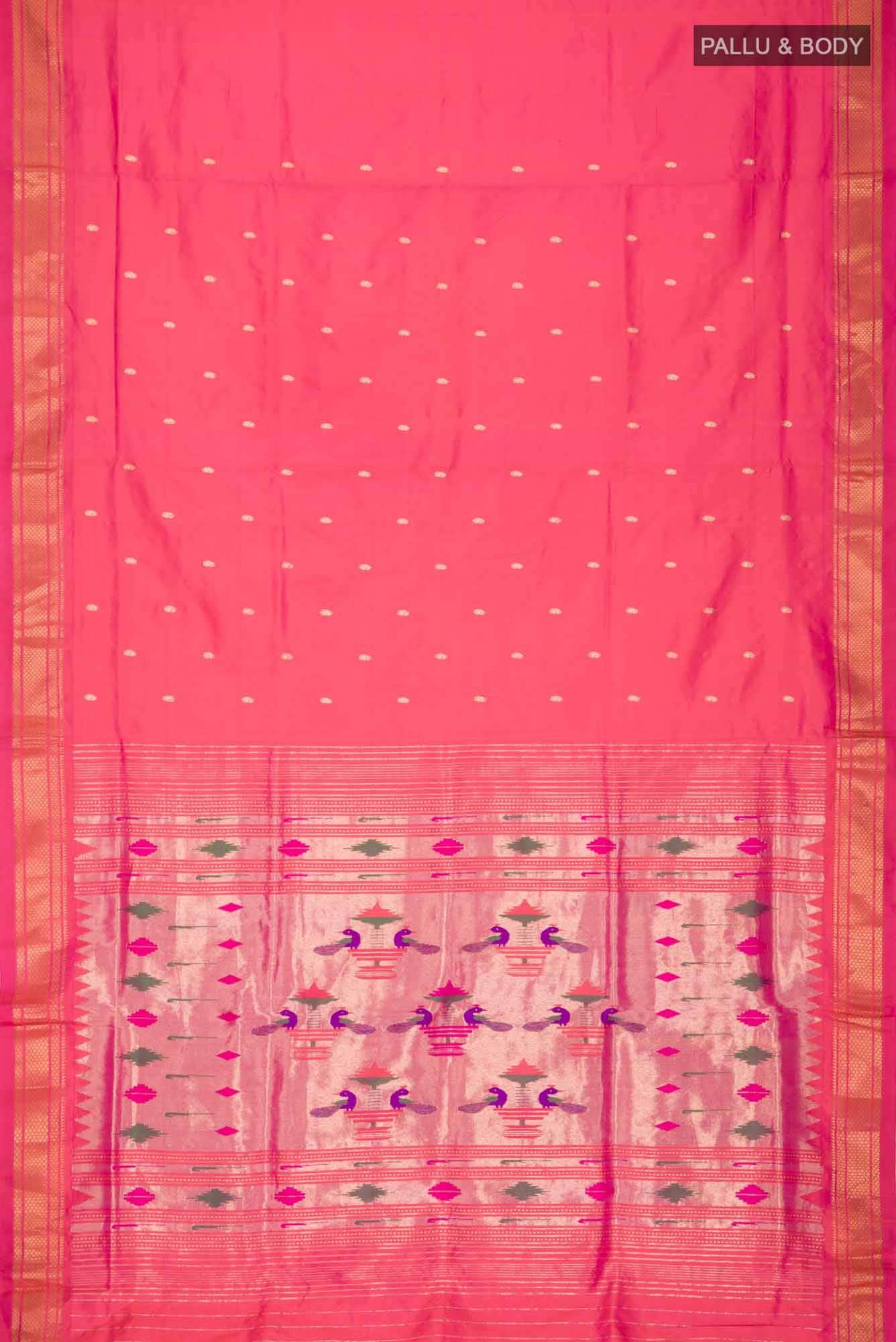 Pink Dual Tone Paithani Silk Saree