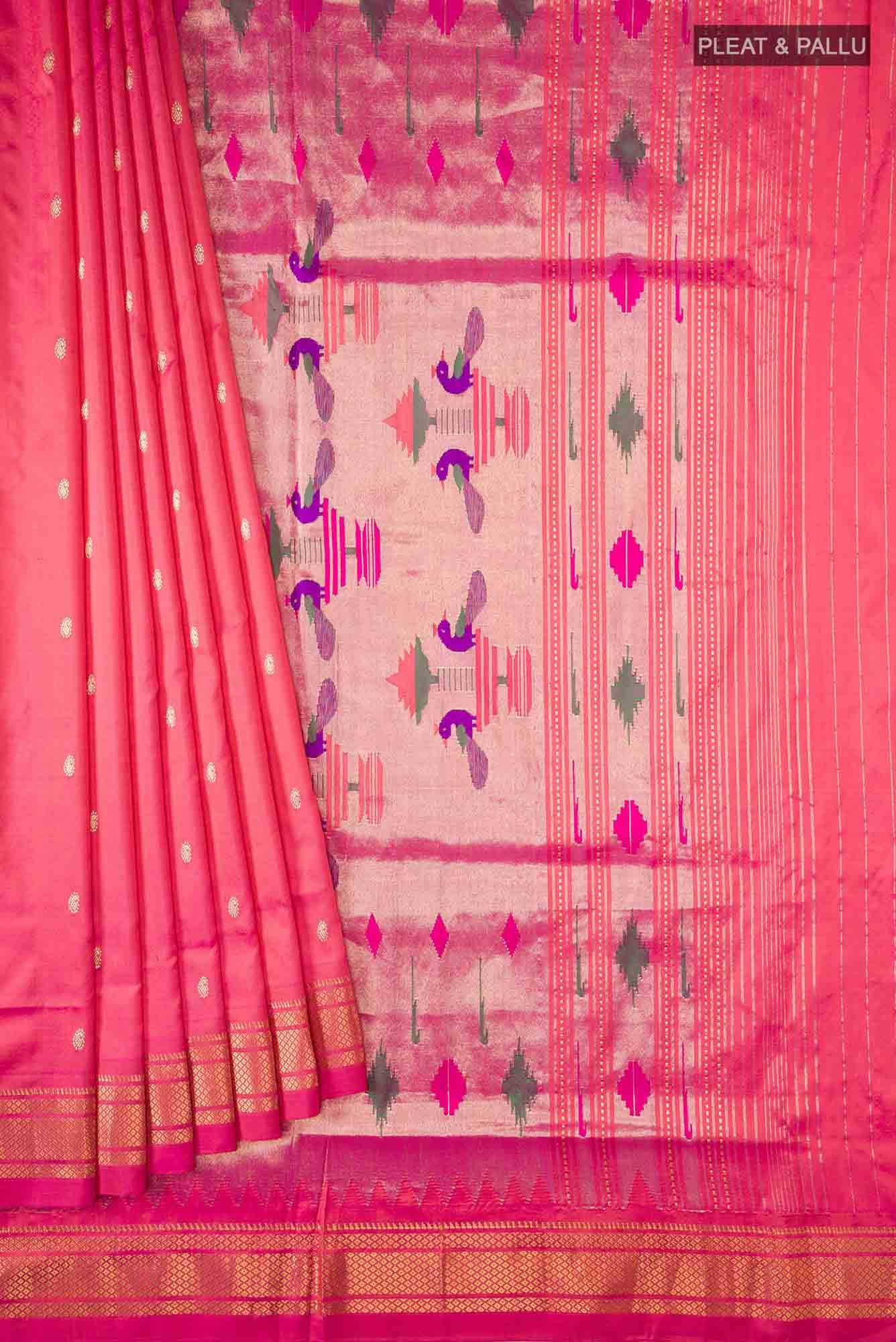 Pink Dual Tone Paithani Silk Saree