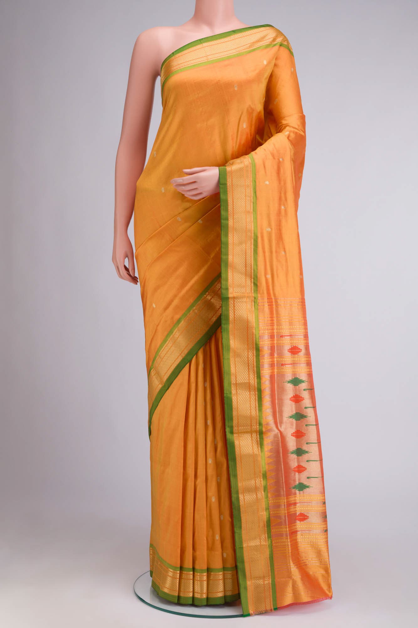 Orange Paithani Silk Saree
