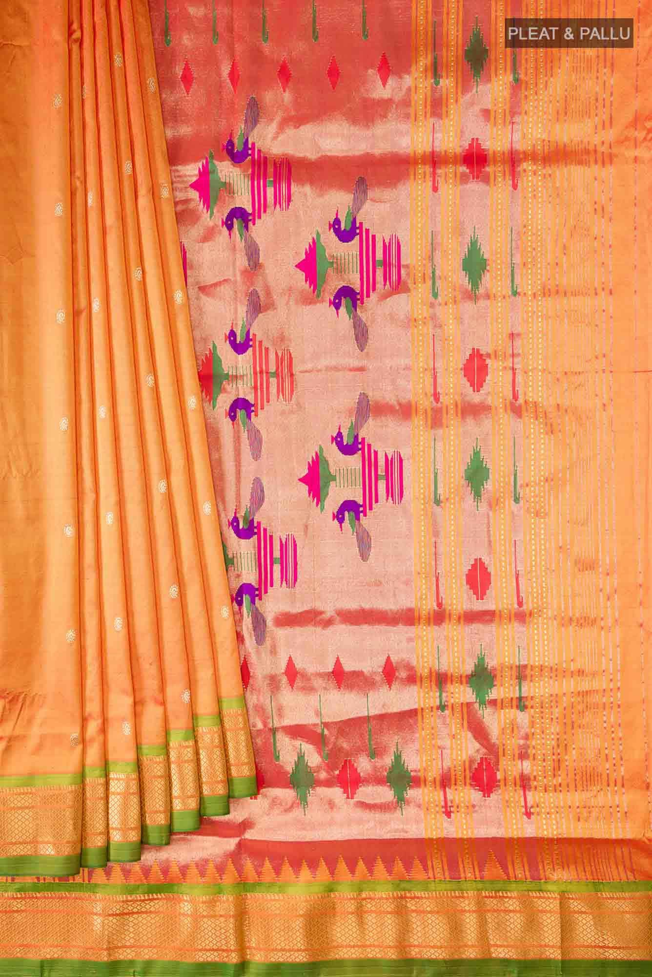 Orange Paithani Silk Saree