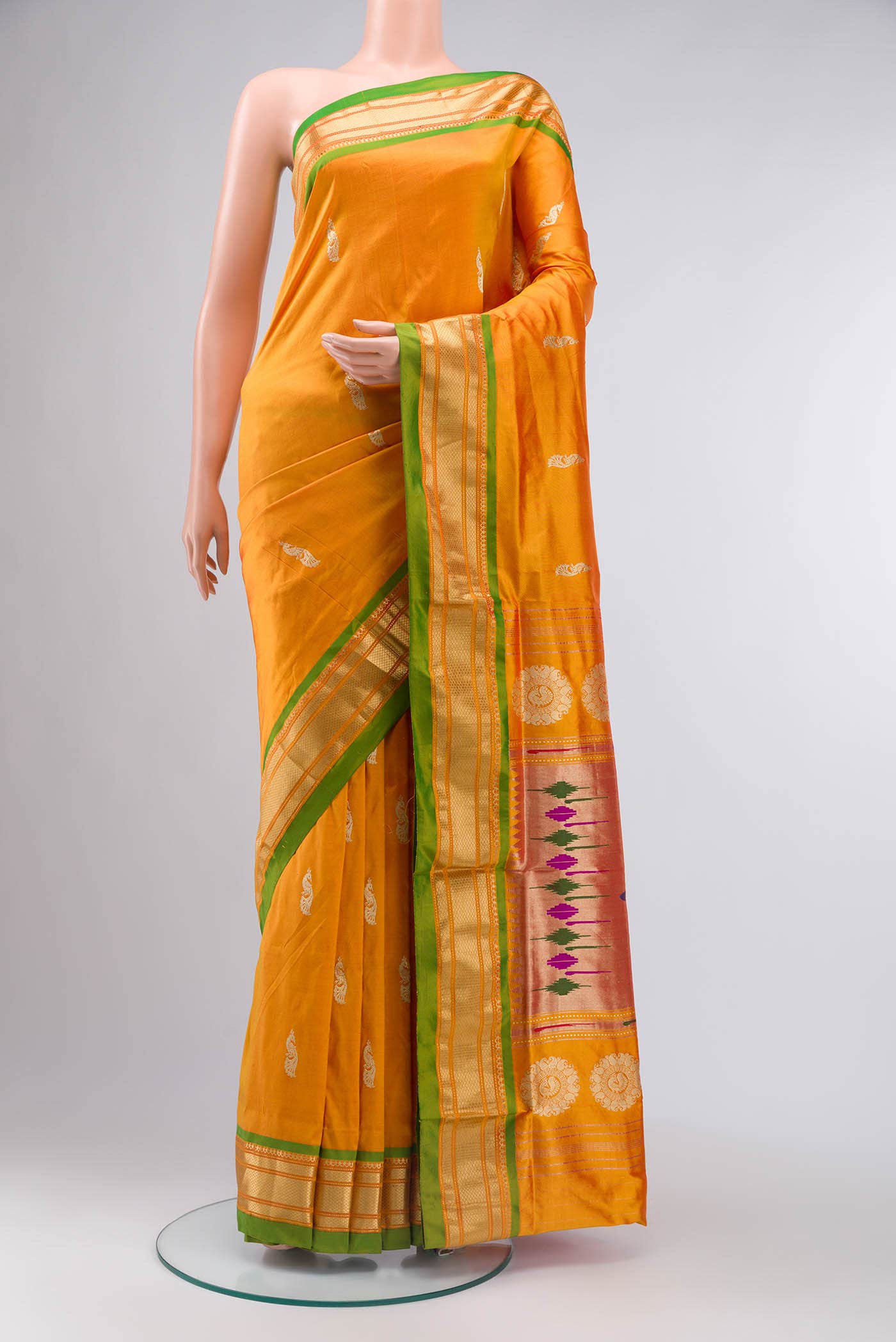 Orange Paithani Silk Saree