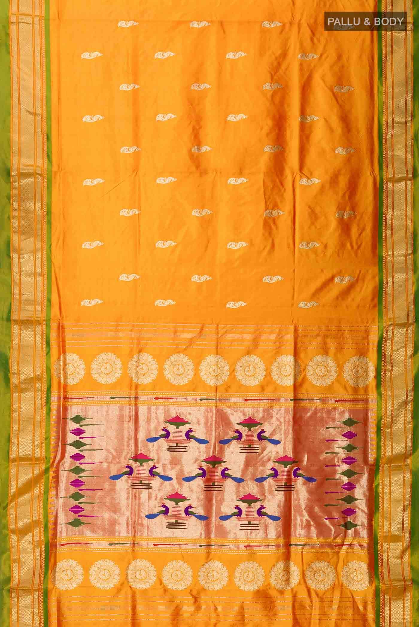 Orange Paithani Silk Saree