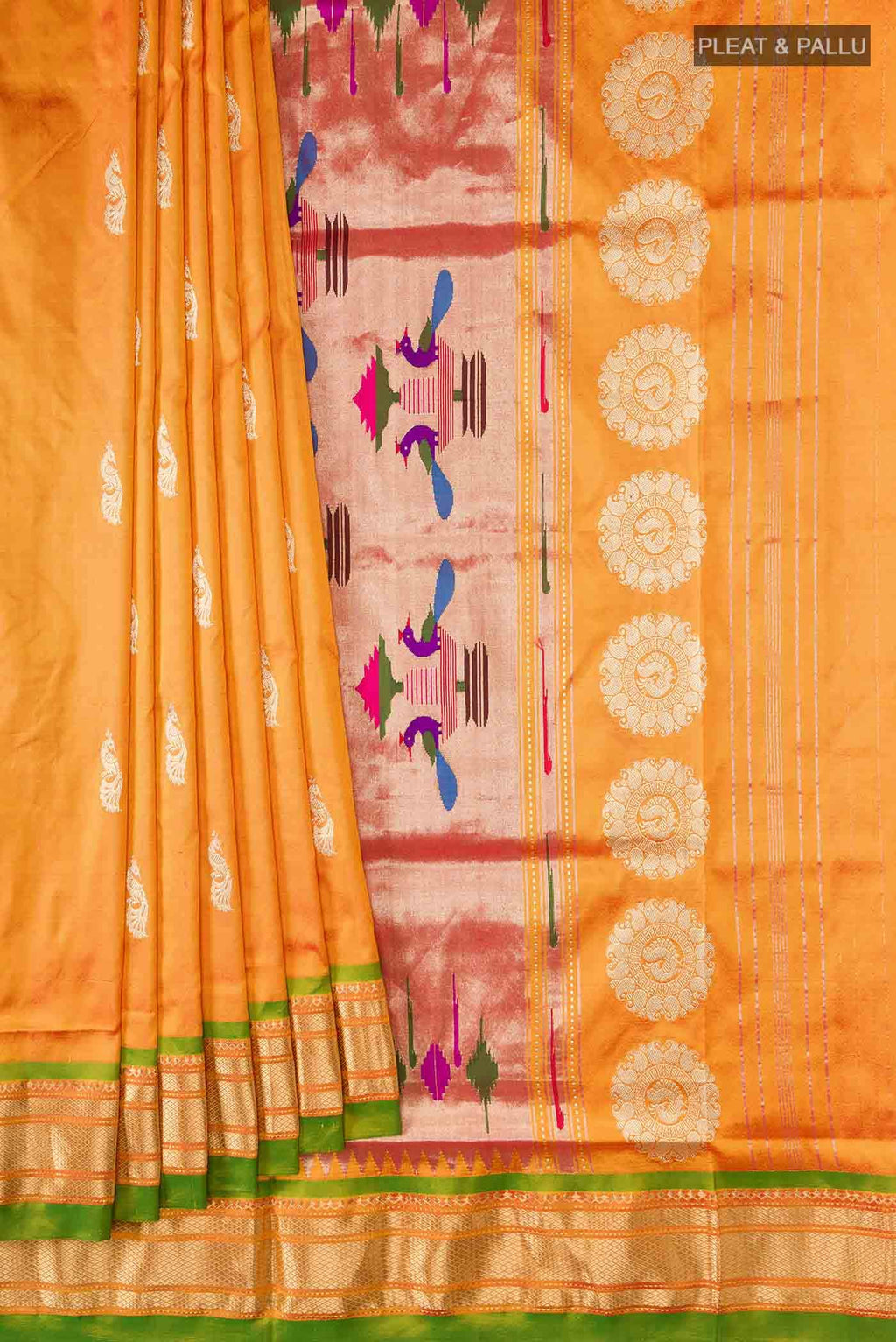 Orange Paithani Silk Saree