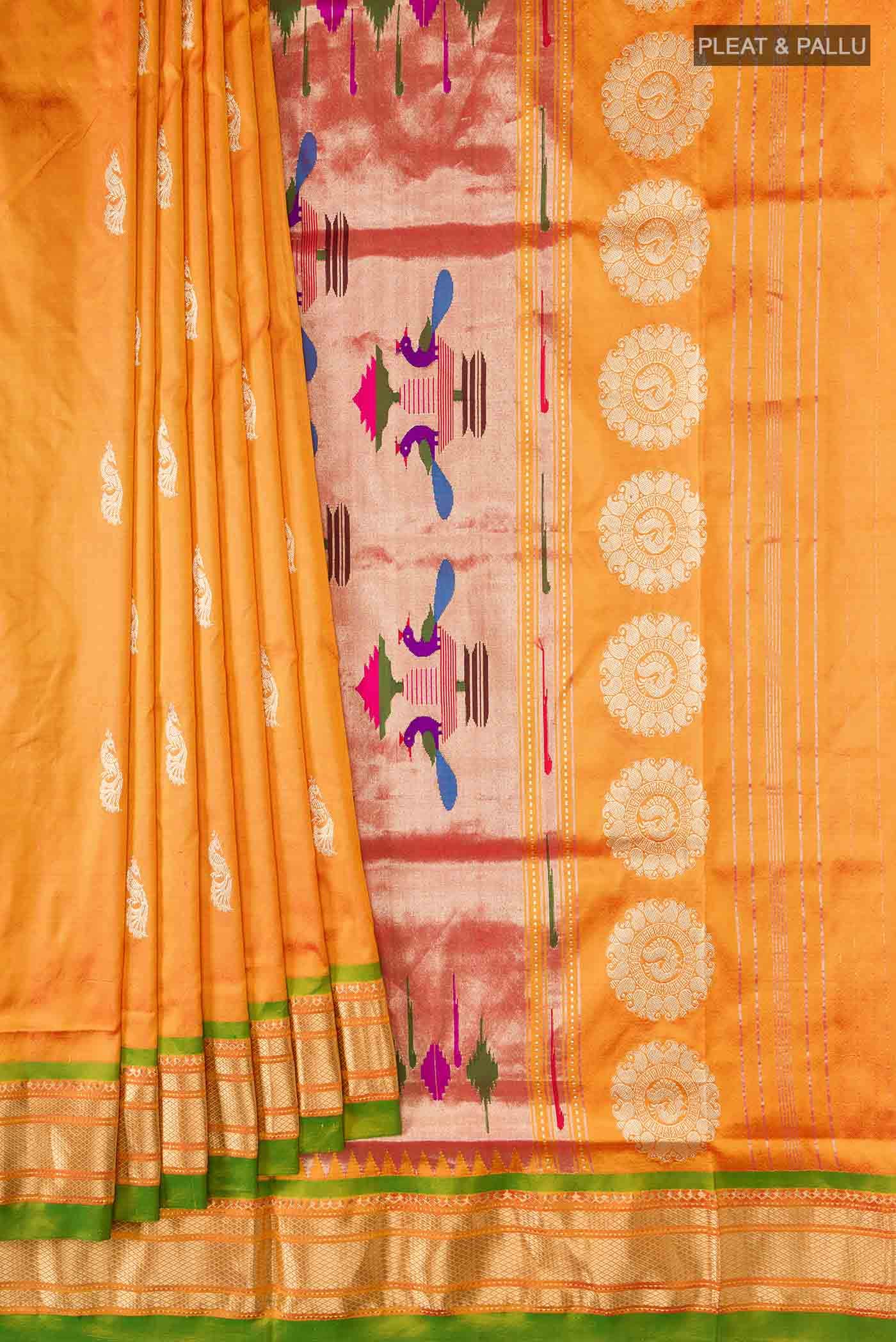 Orange Paithani Silk Saree