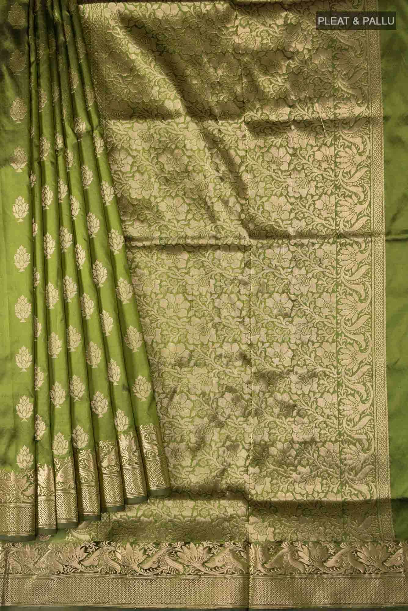 Green Banarasi Katan Silk Saree