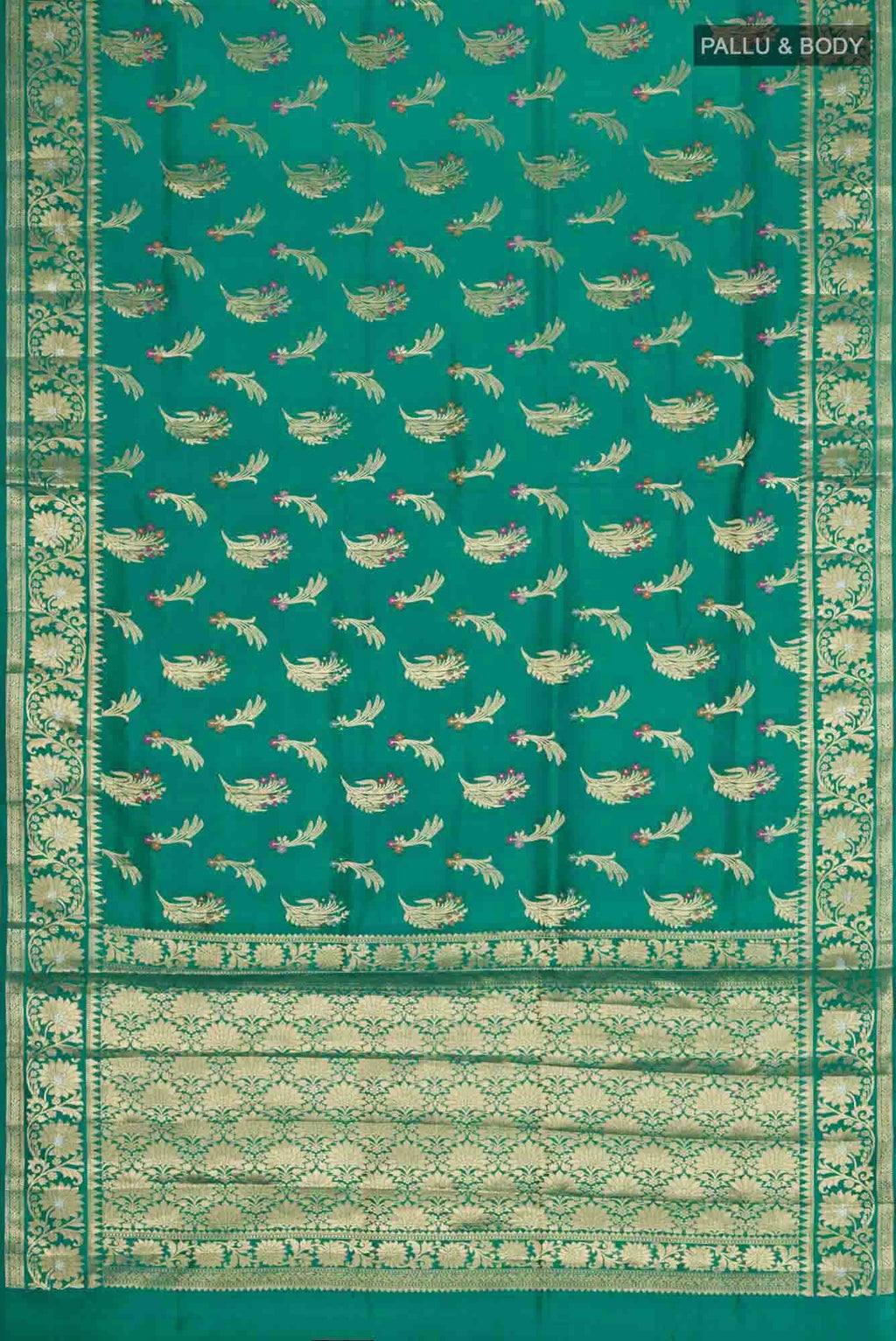 Green Banarasi Raw Silk Saree