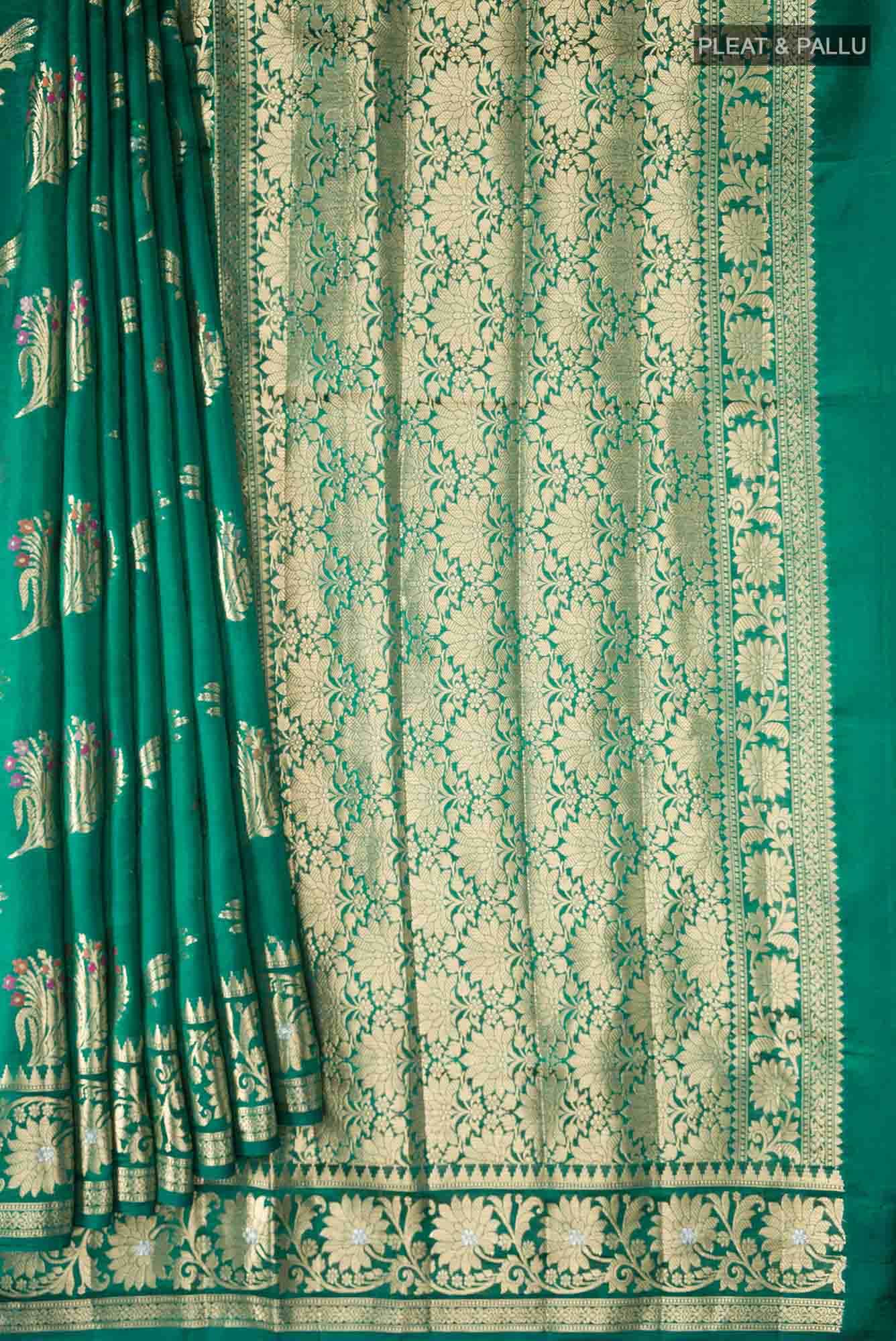 Green Banarasi Raw Silk Saree