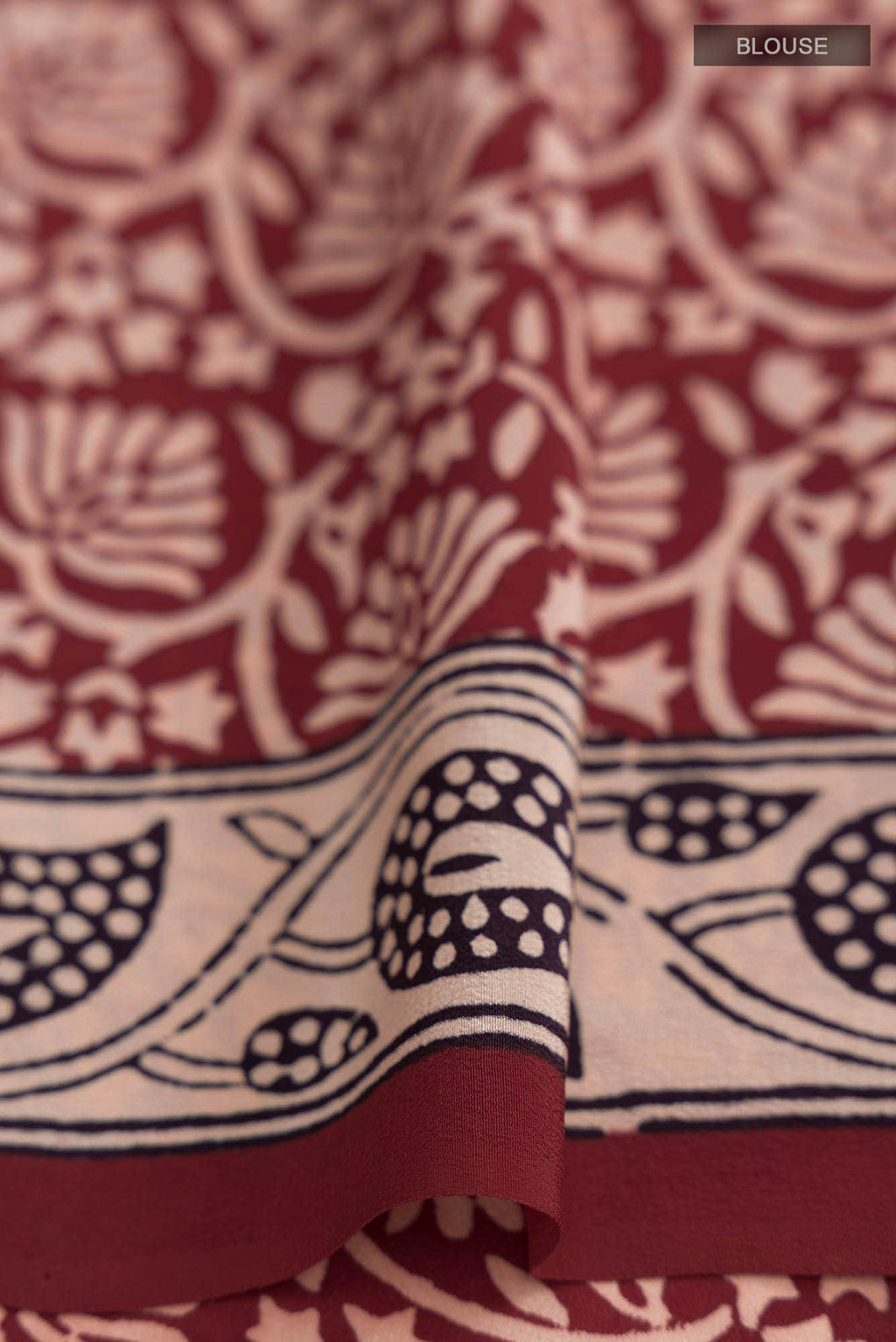 Beige Mysore Crepe Saree