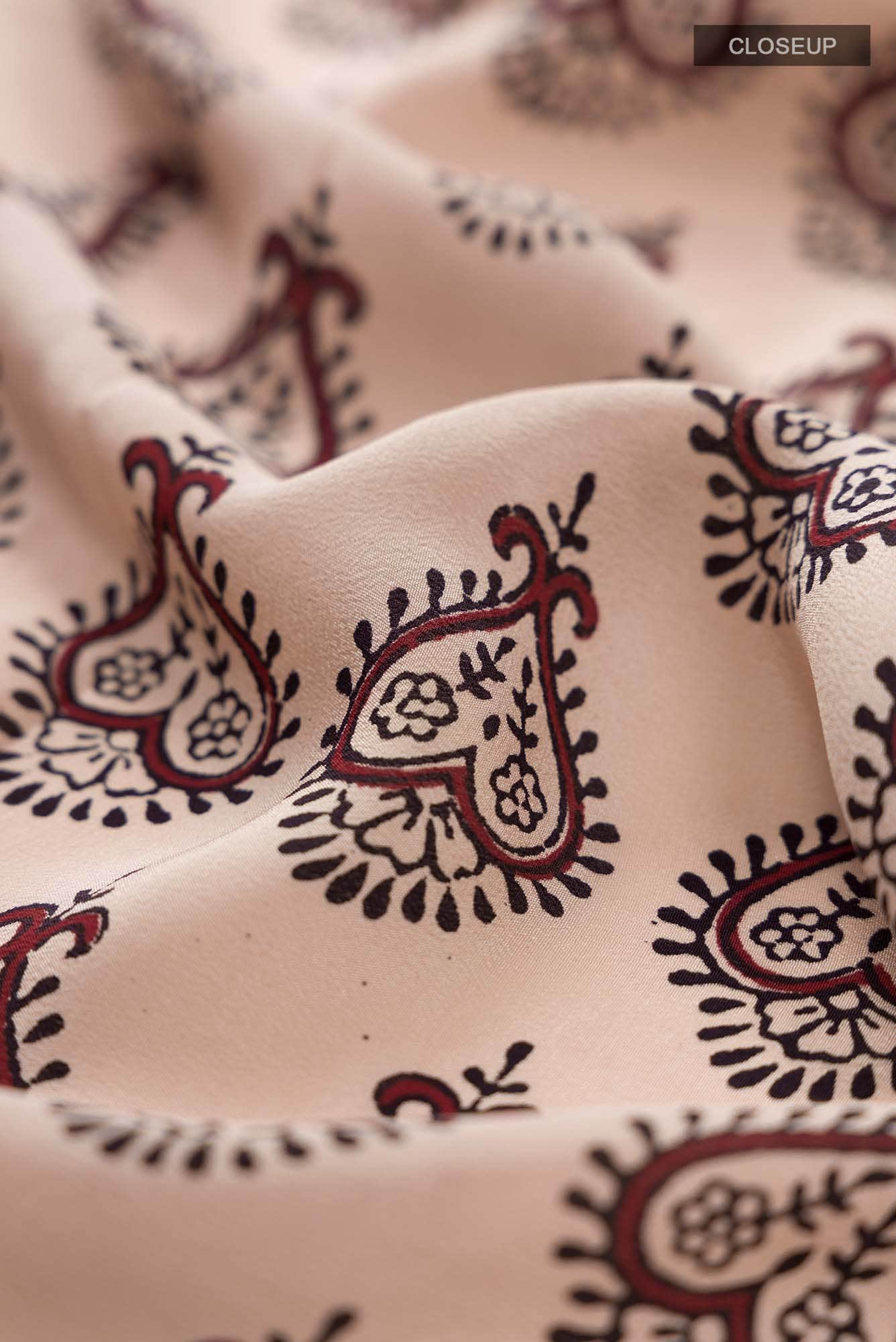 Beige Mysore Crepe Saree