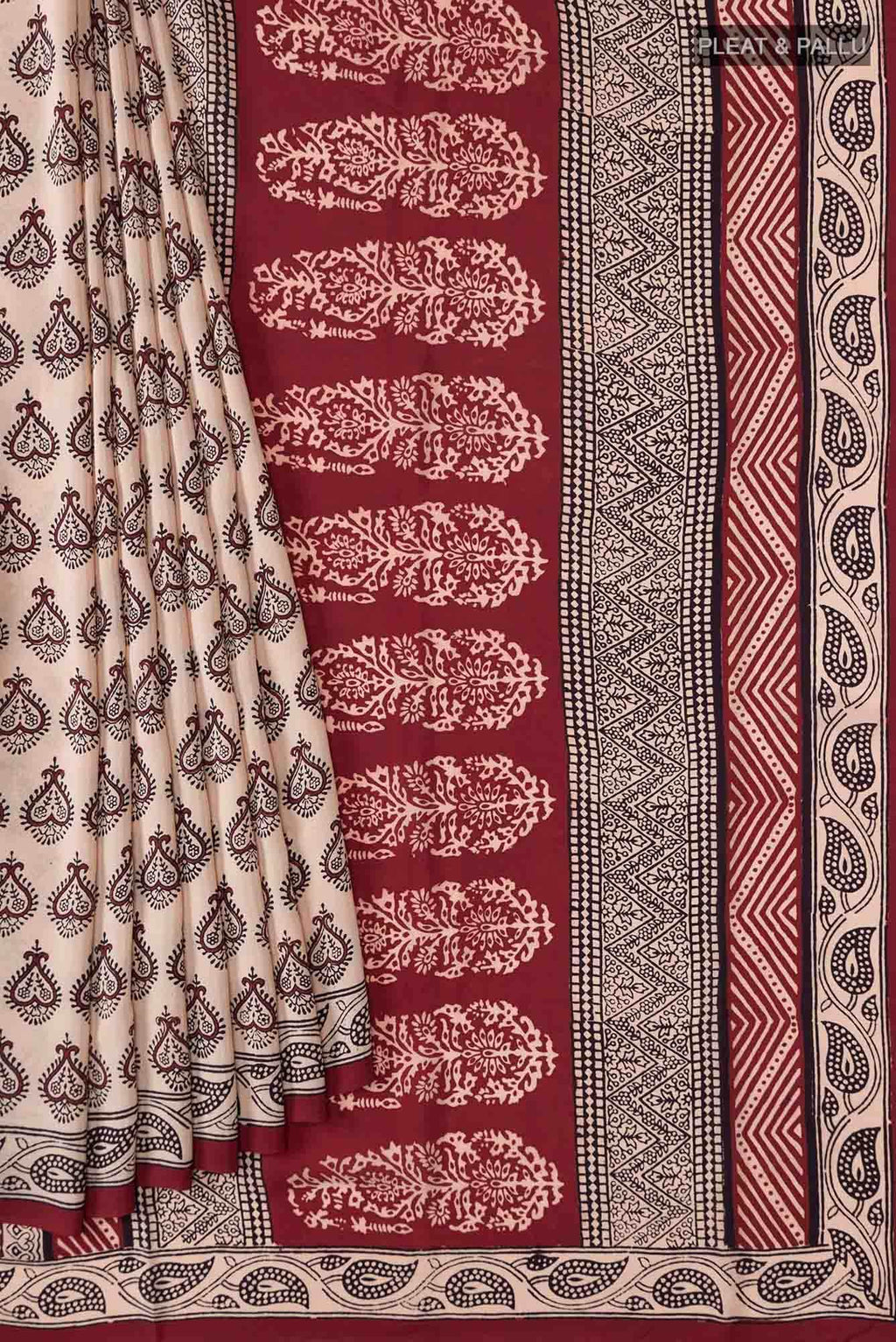 Beige Mysore Crepe Saree