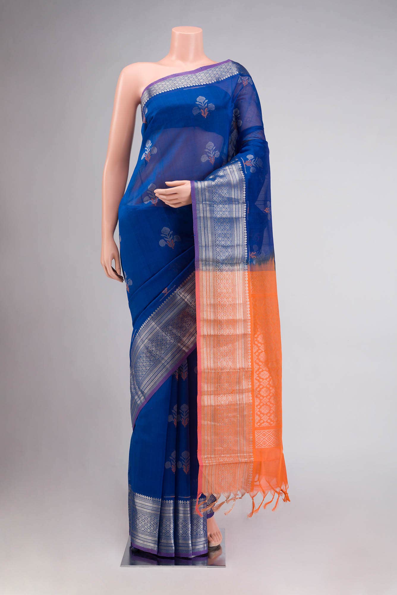 Blue Kuppadam Silk Cotton Saree