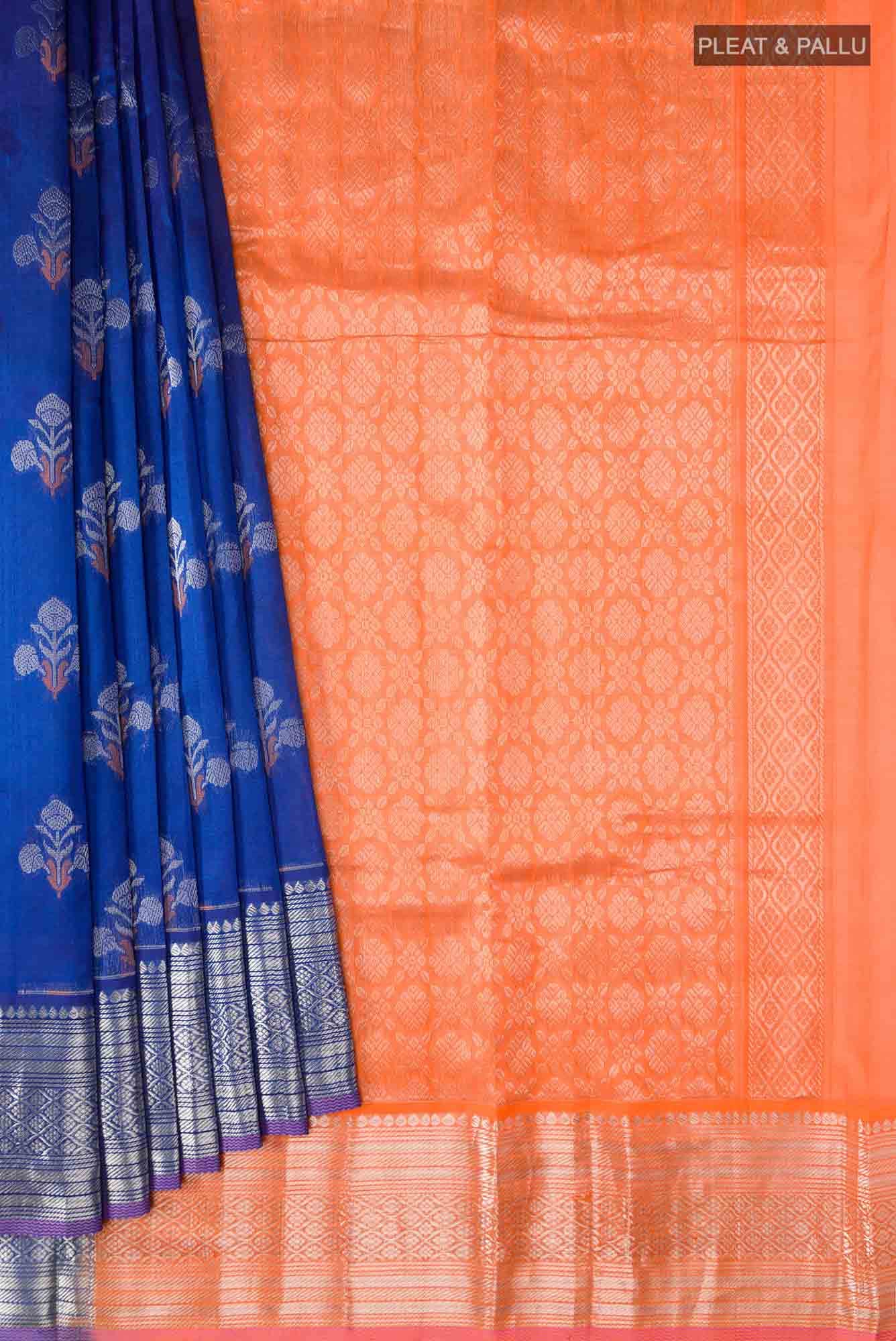 Blue Kuppadam Silk Cotton Saree