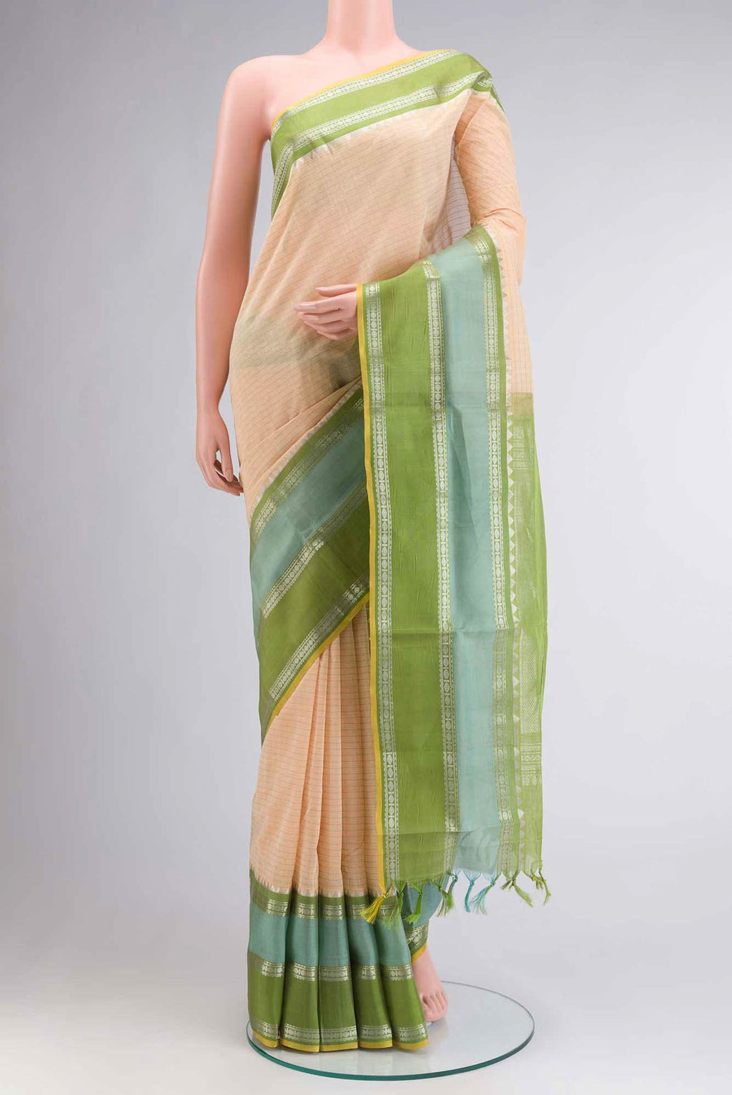 Beige Silk Cotton Saree