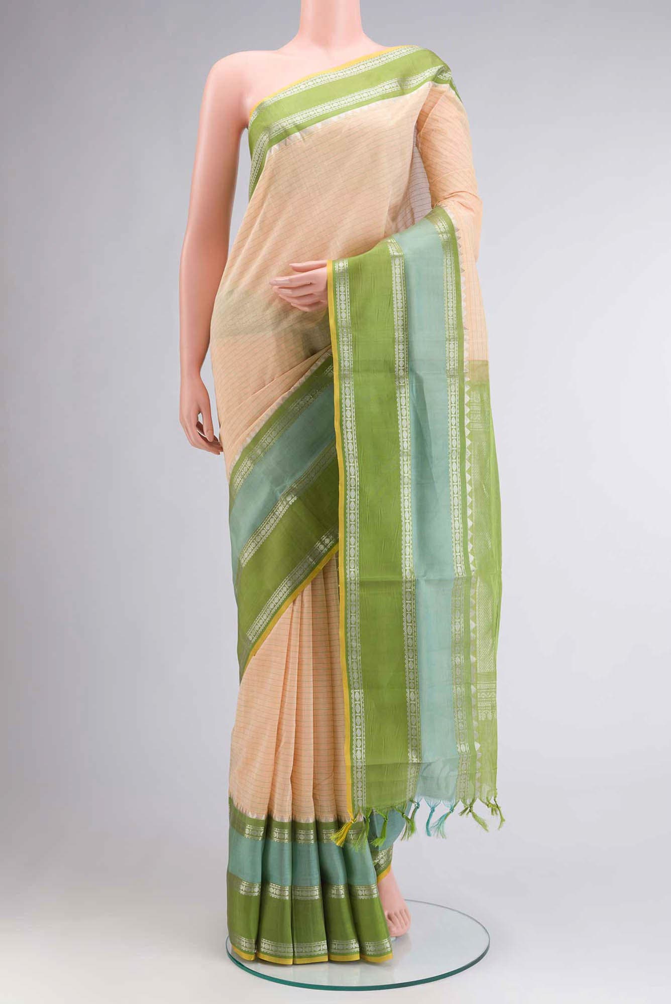 Beige Silk Cotton Saree