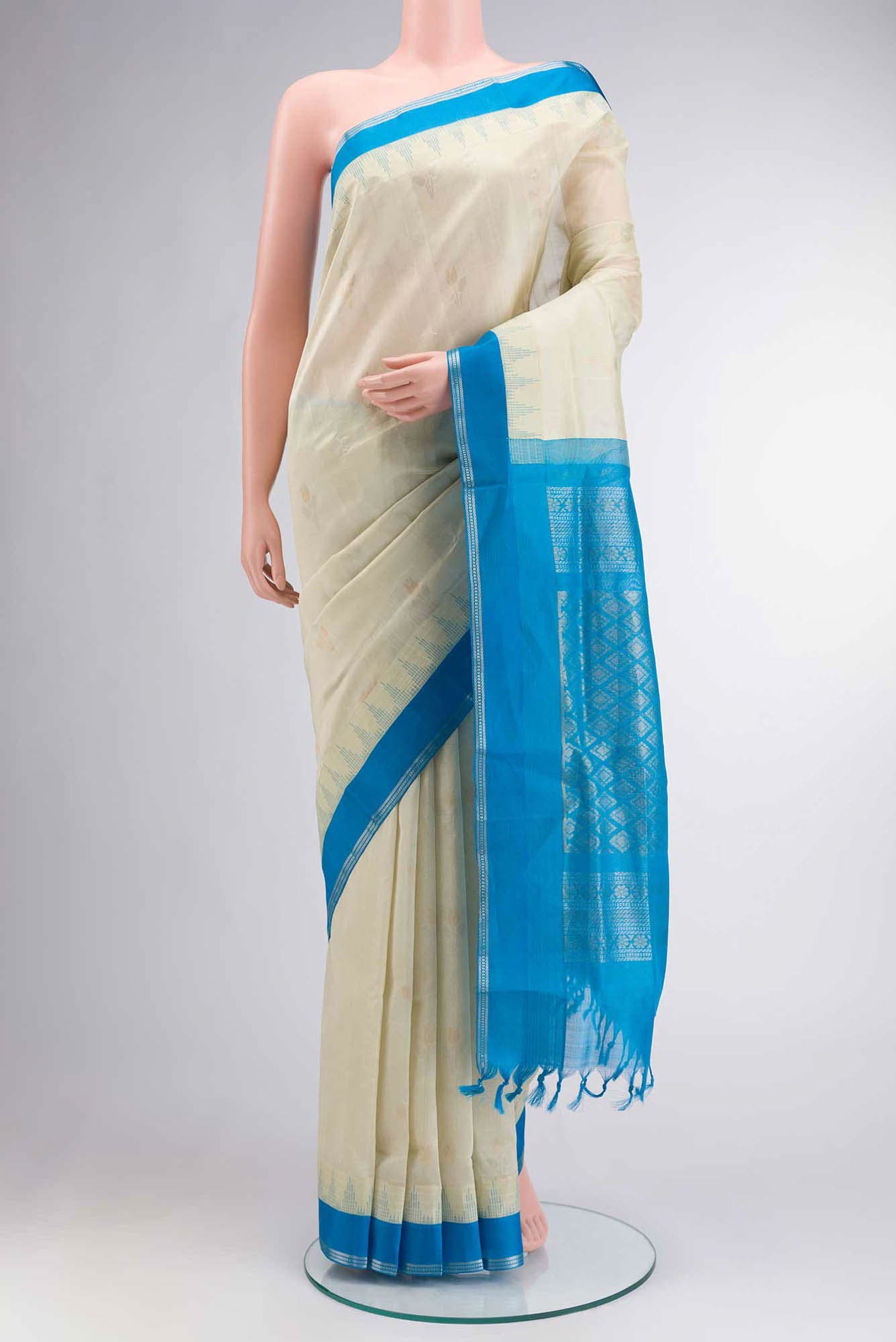 Beige Silk Cotton Saree