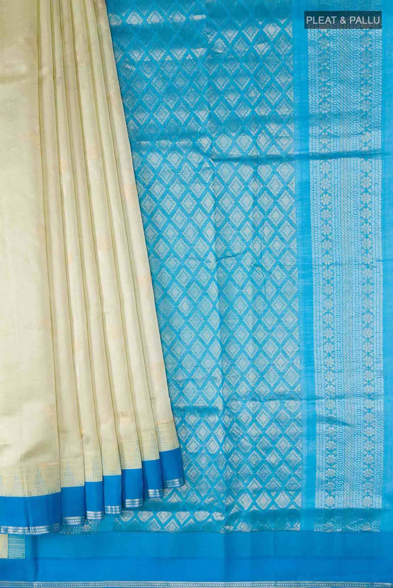Beige Silk Cotton Saree