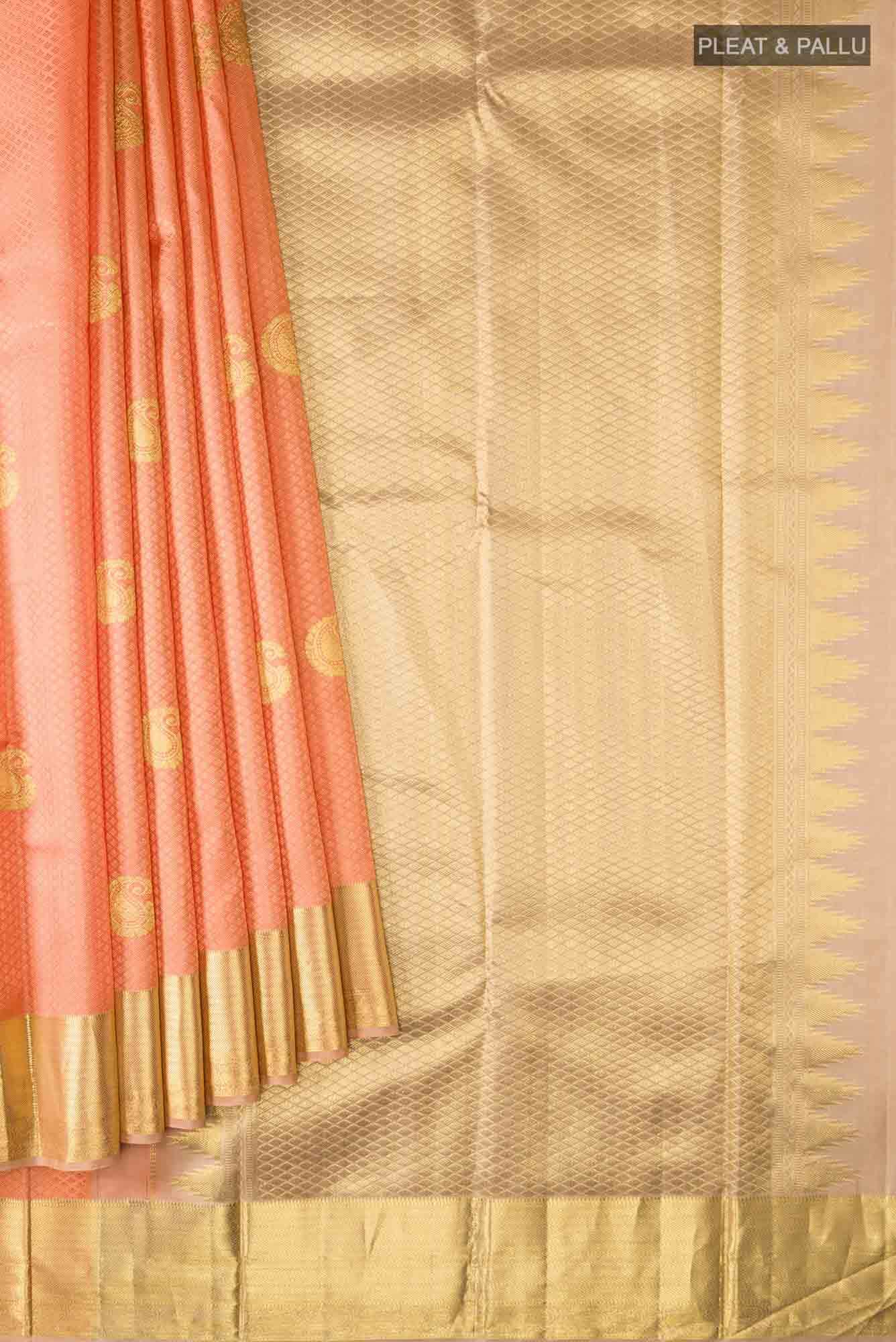 Peach Kanchipuram Silk Saree