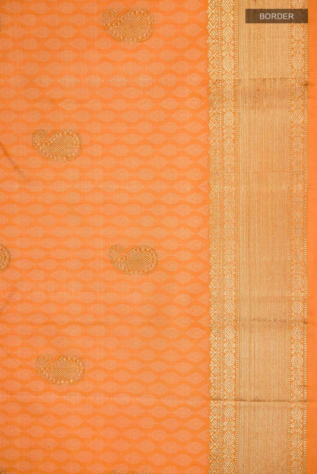 Pure Silk Pure Zari Orange Kanchipuram Saree