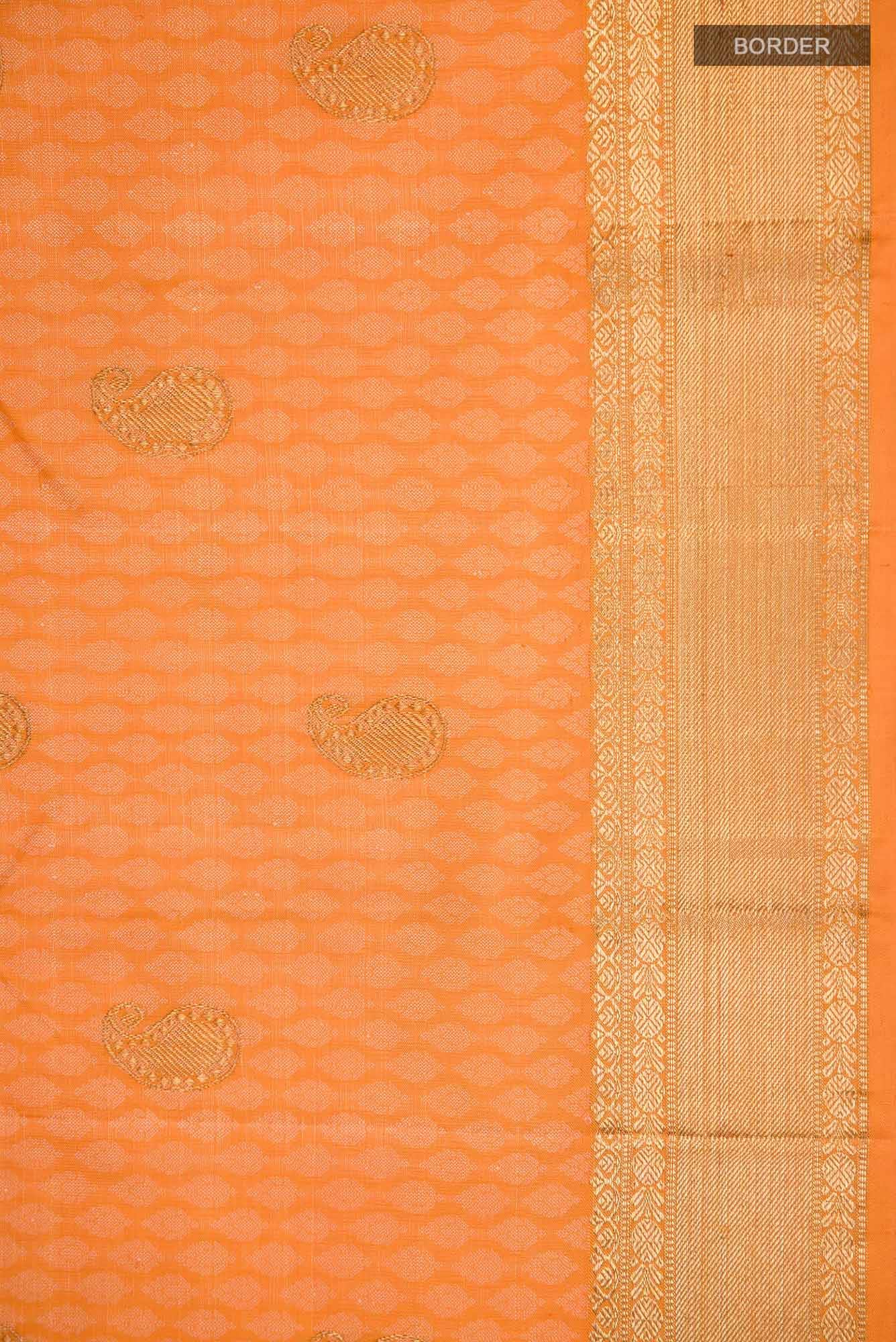 Pure Silk Pure Zari Orange Kanchipuram Saree