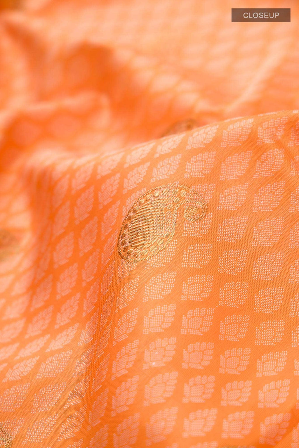 Pure Silk Pure Zari Orange Kanchipuram Saree