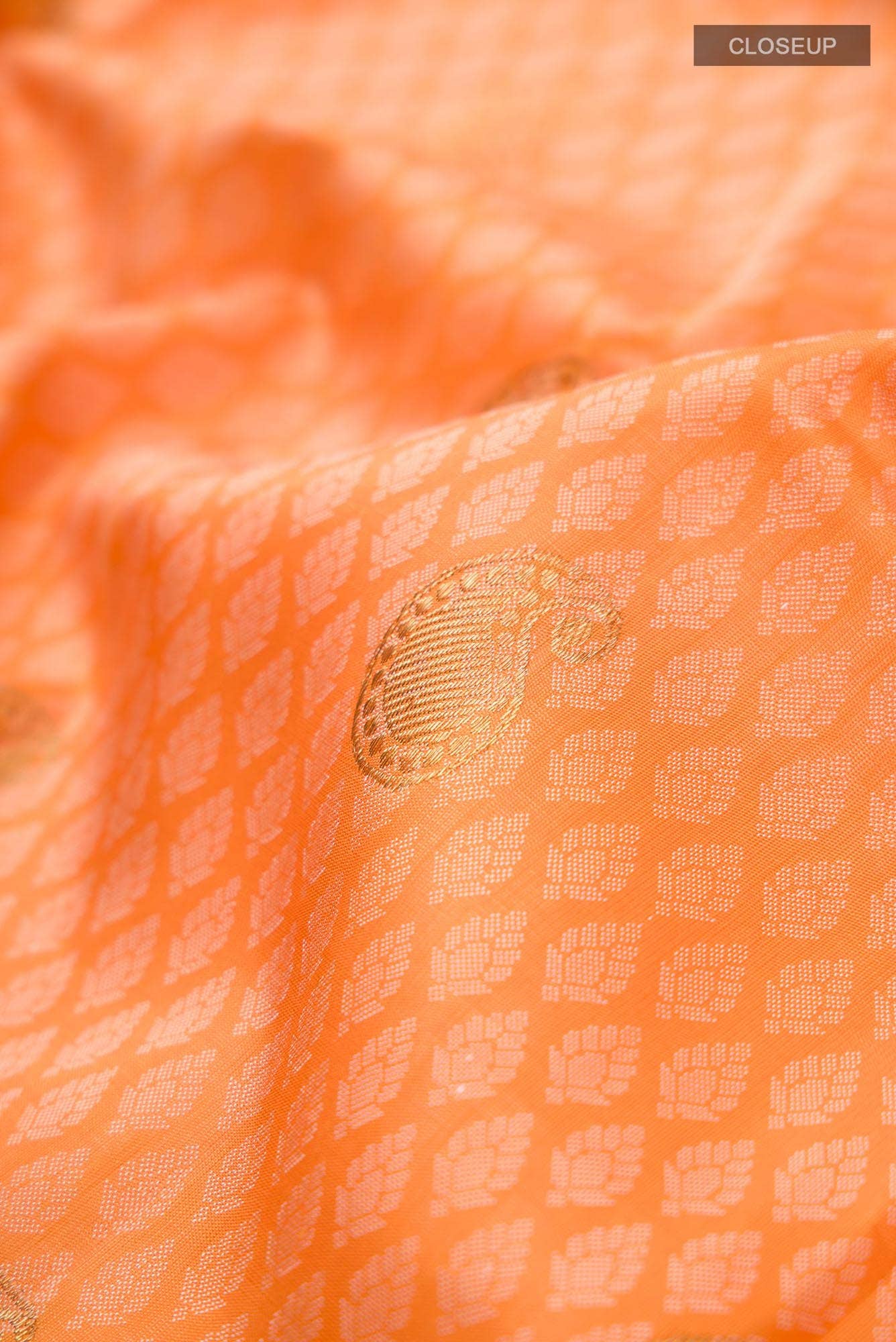 Pure Silk Pure Zari Orange Kanchipuram Saree