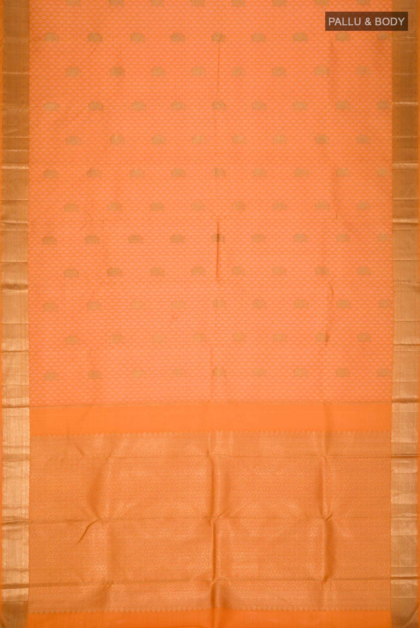Pure Silk Pure Zari Orange Kanchipuram Saree