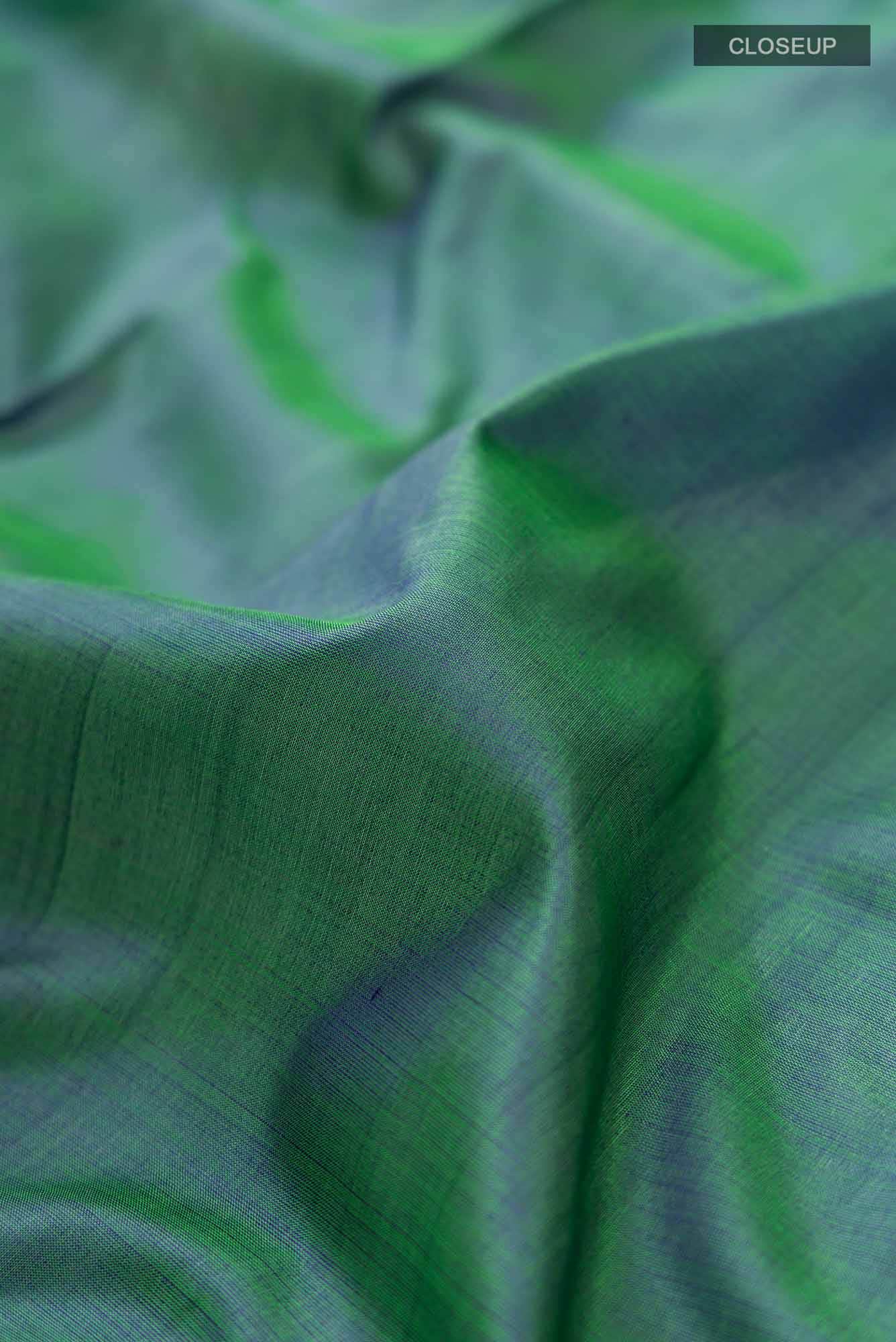 Green Blue Dual Tone Kanchipuram Silk Nine Yards Saree
