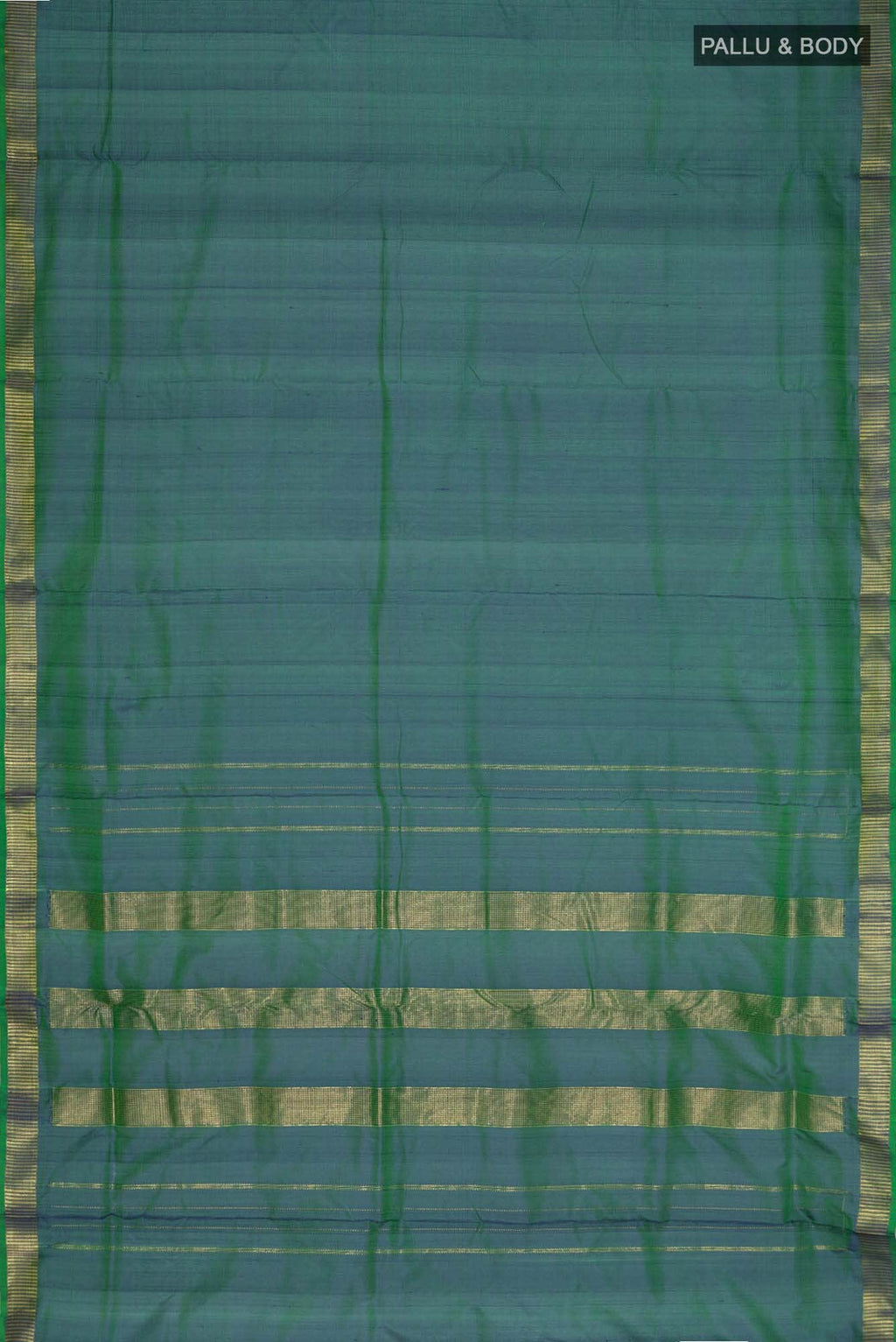 Green Blue Dual Tone Kanchipuram Silk Nine Yards Saree