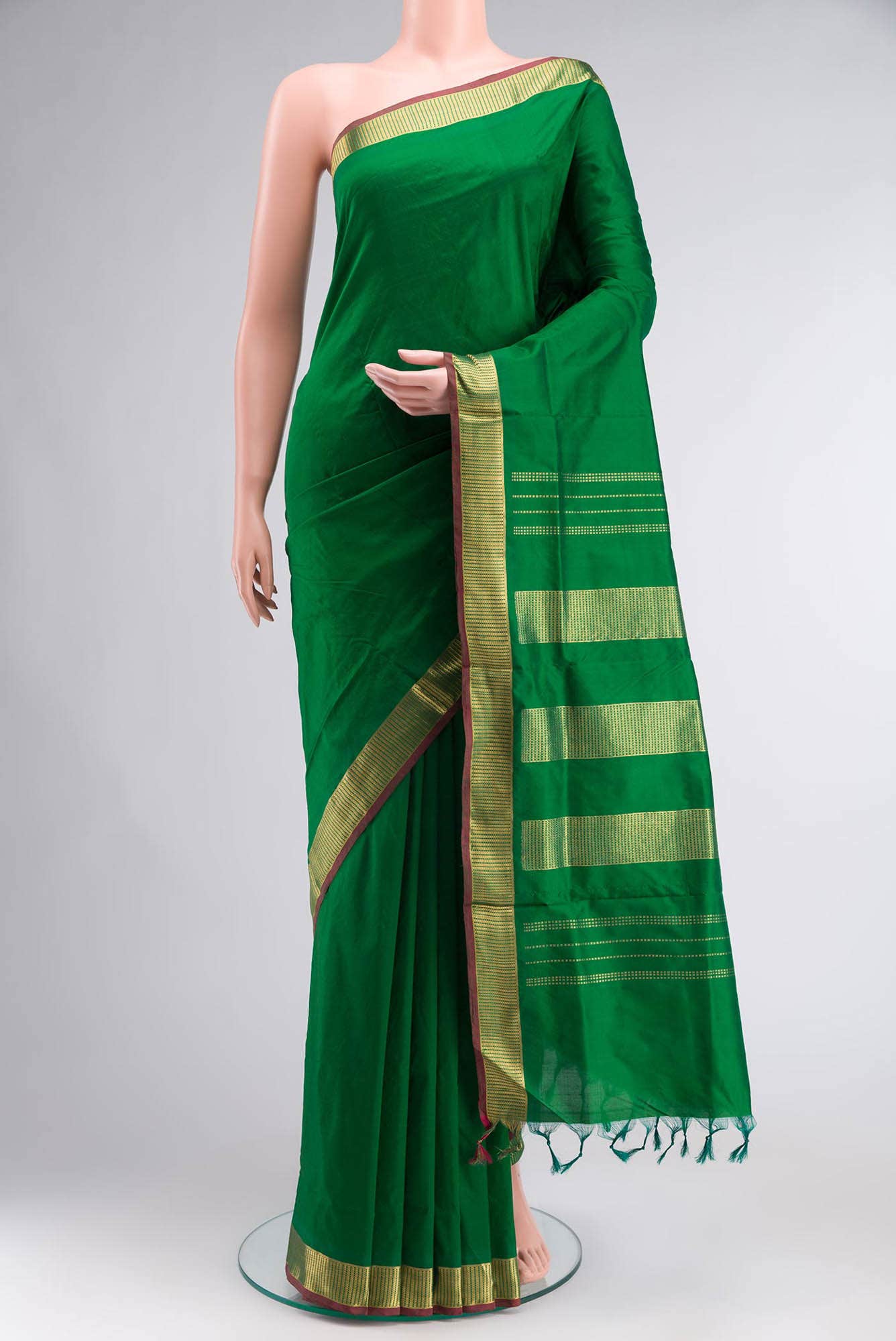 Green Kanchipuram Silk Nine Yards Saree