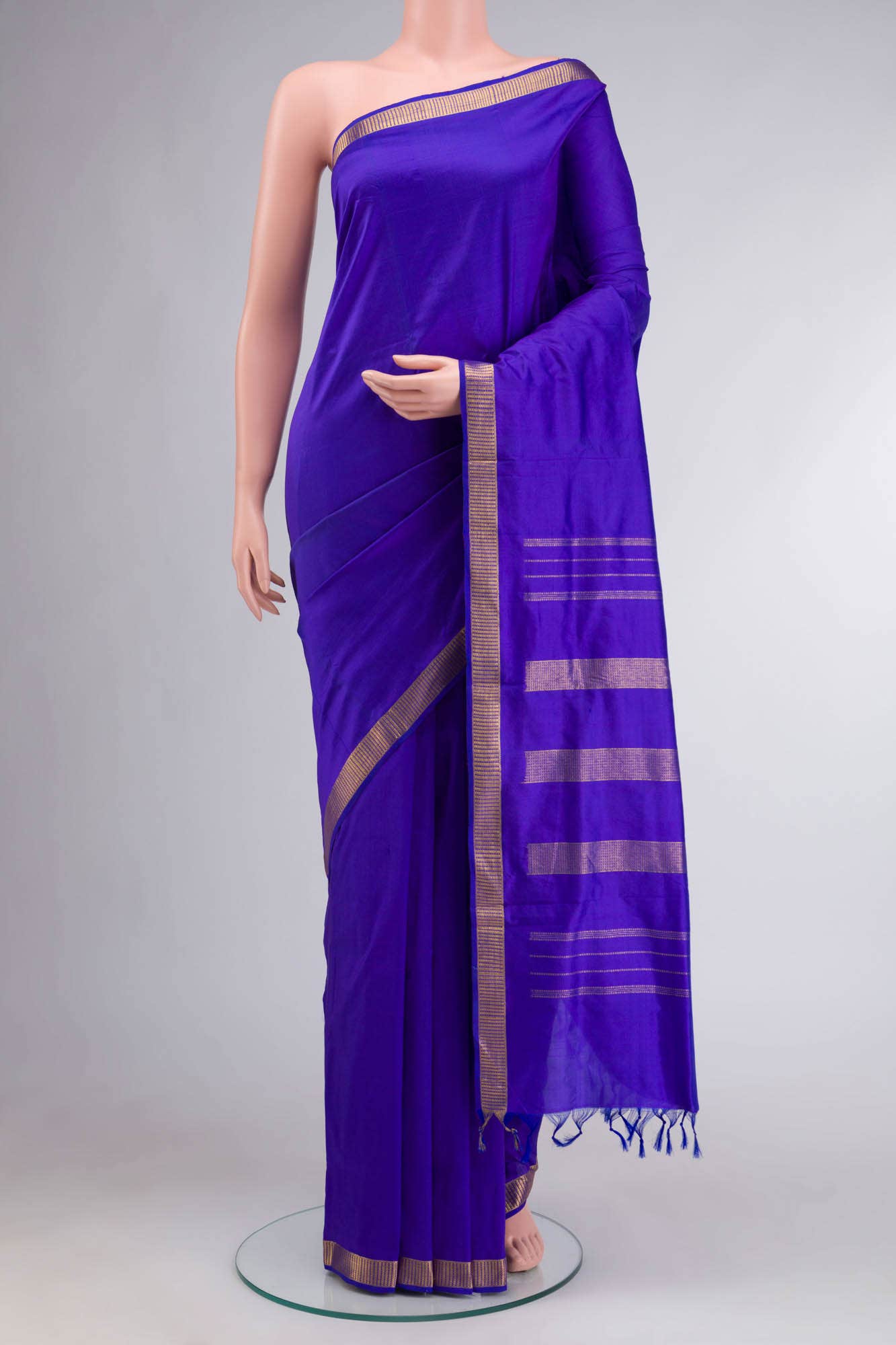 Blue Kanchipuram Silk Nine Yards Saree