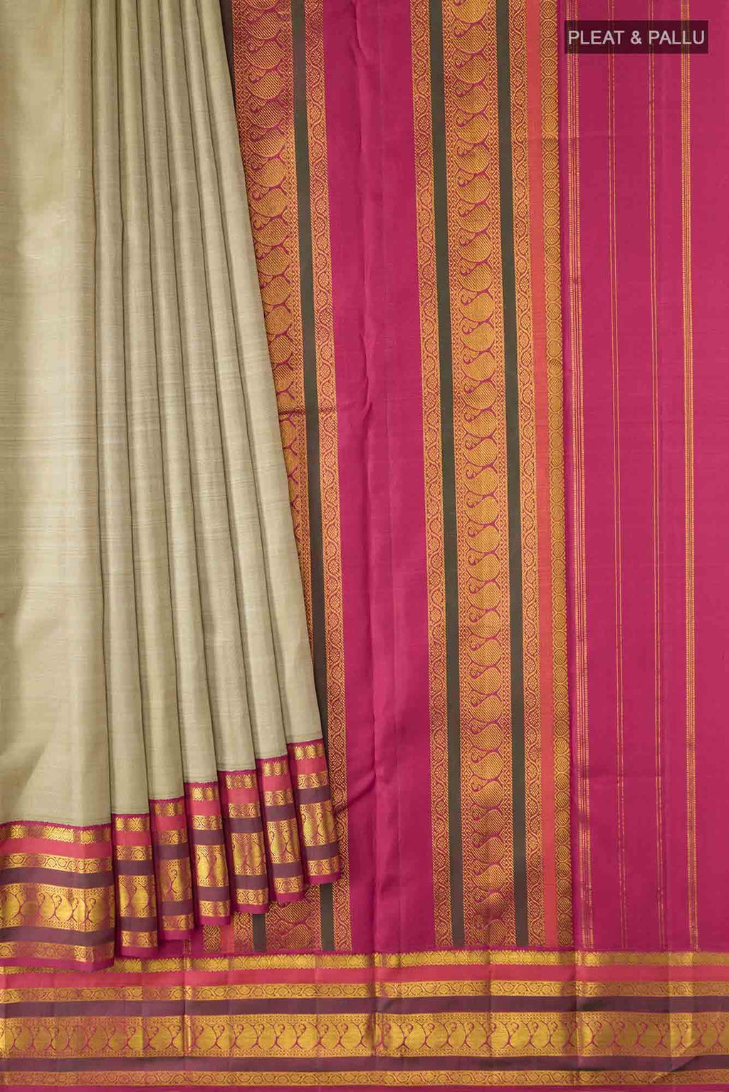 Beige Kanchipuram Silk Saree