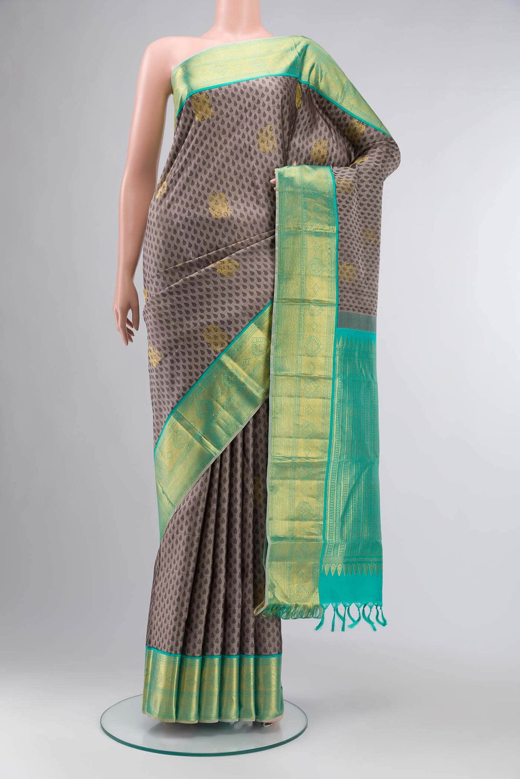 Grey Kanchipuram Silk Saree