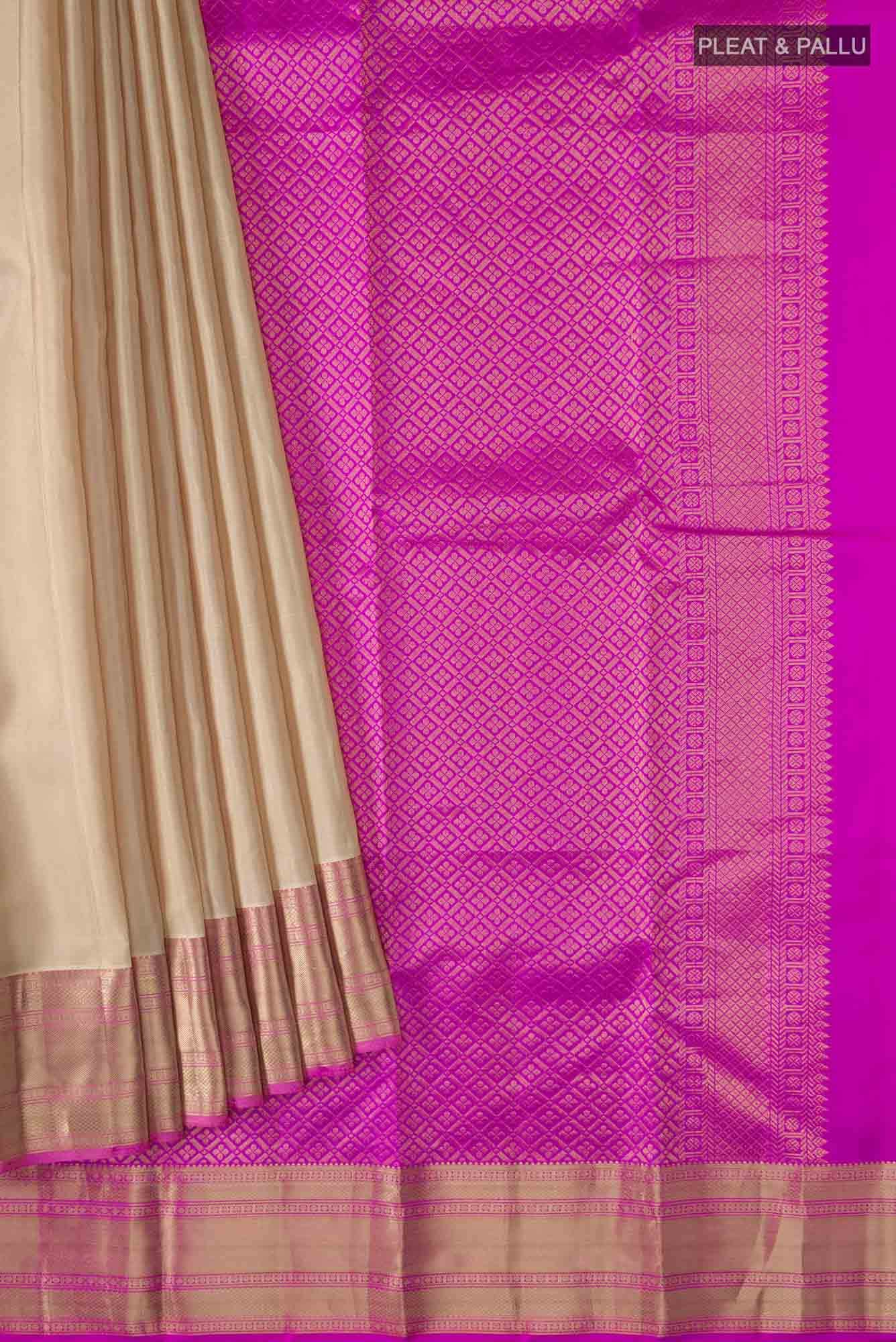 Beige Kanchipuram Silk Saree