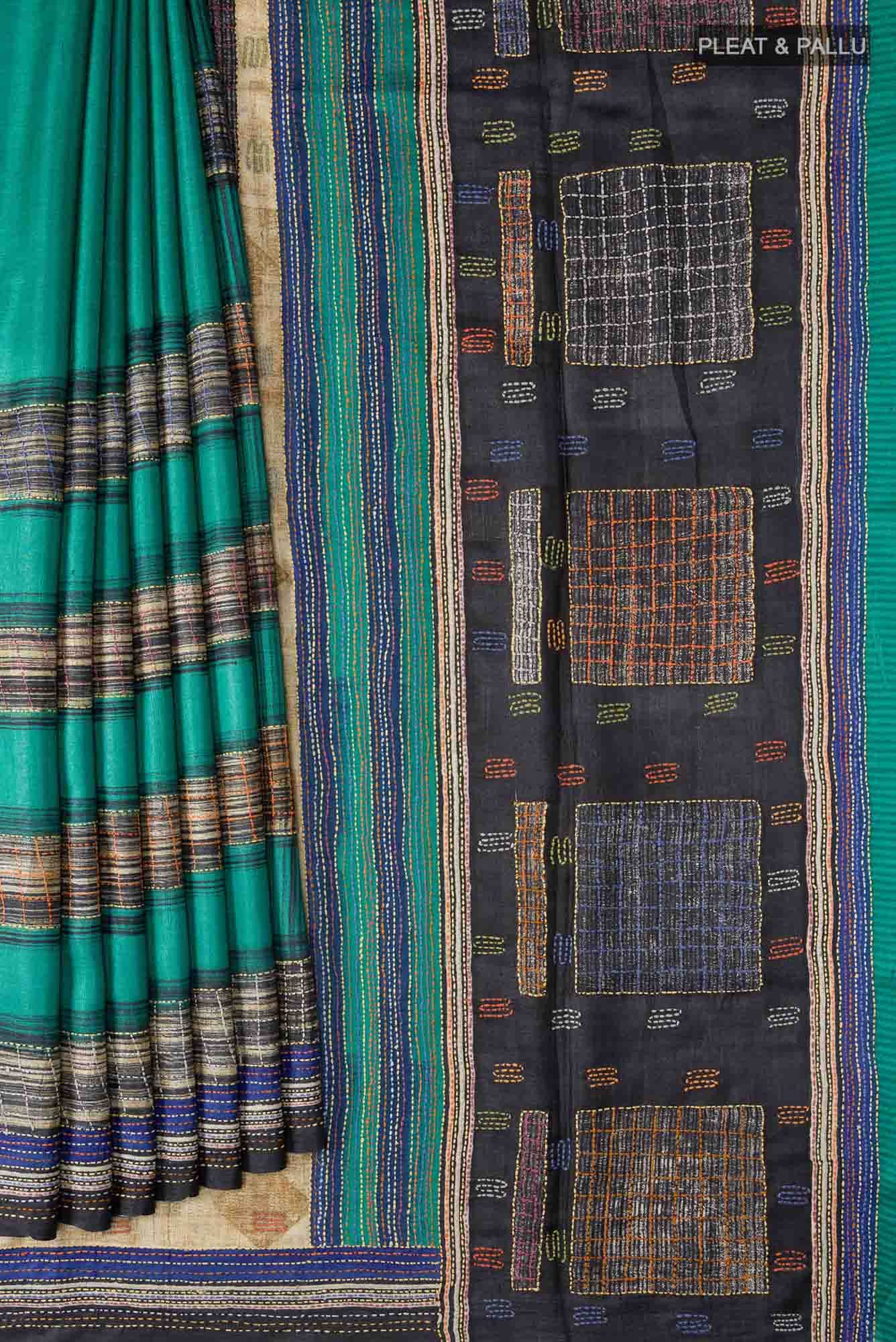 Green Tussar Silk Saree