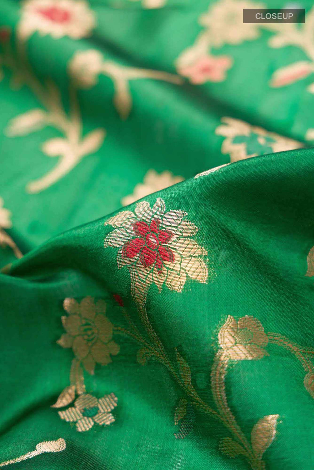 Green Banarasi Raw Silk Saree
