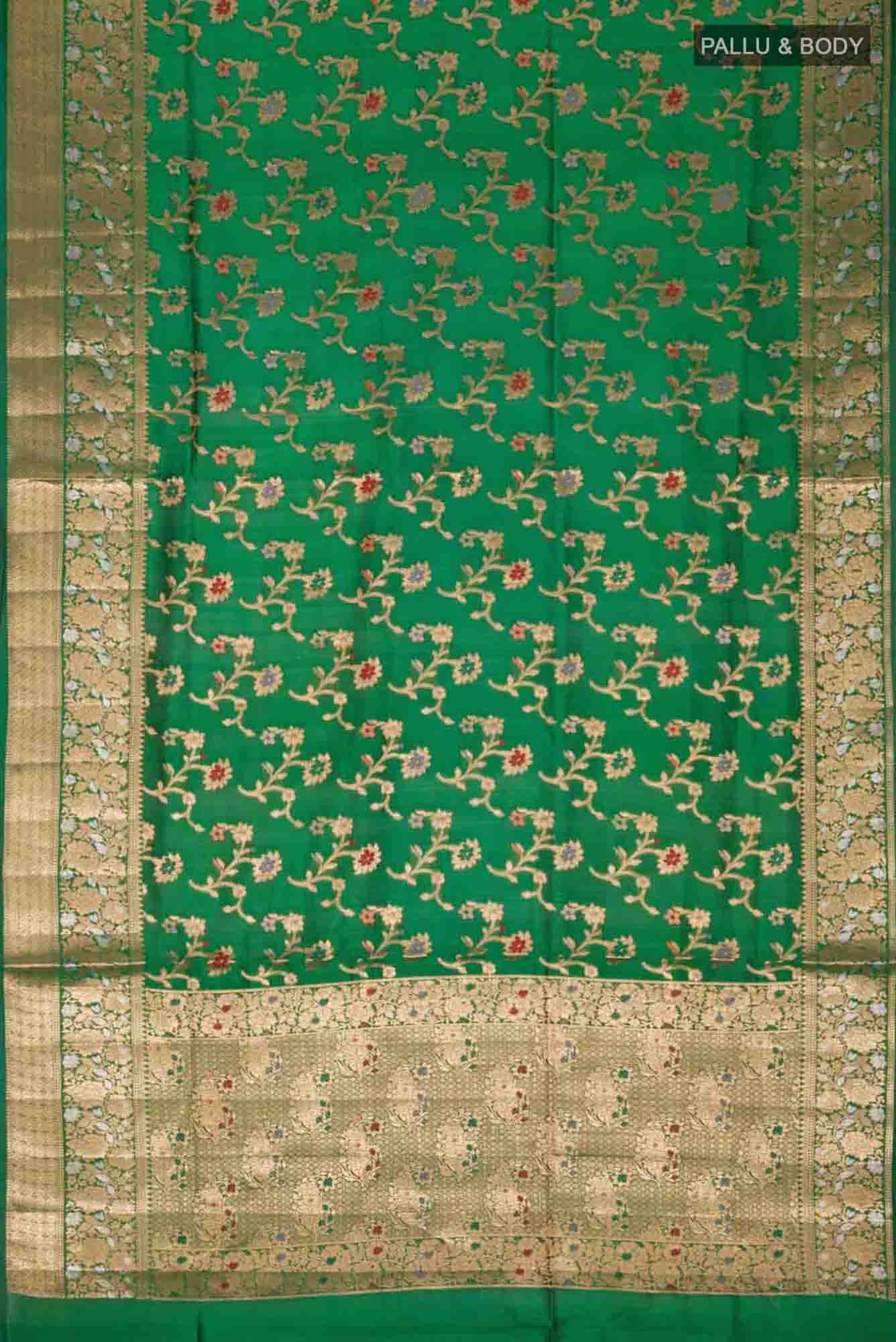 Green Banarasi Raw Silk Saree