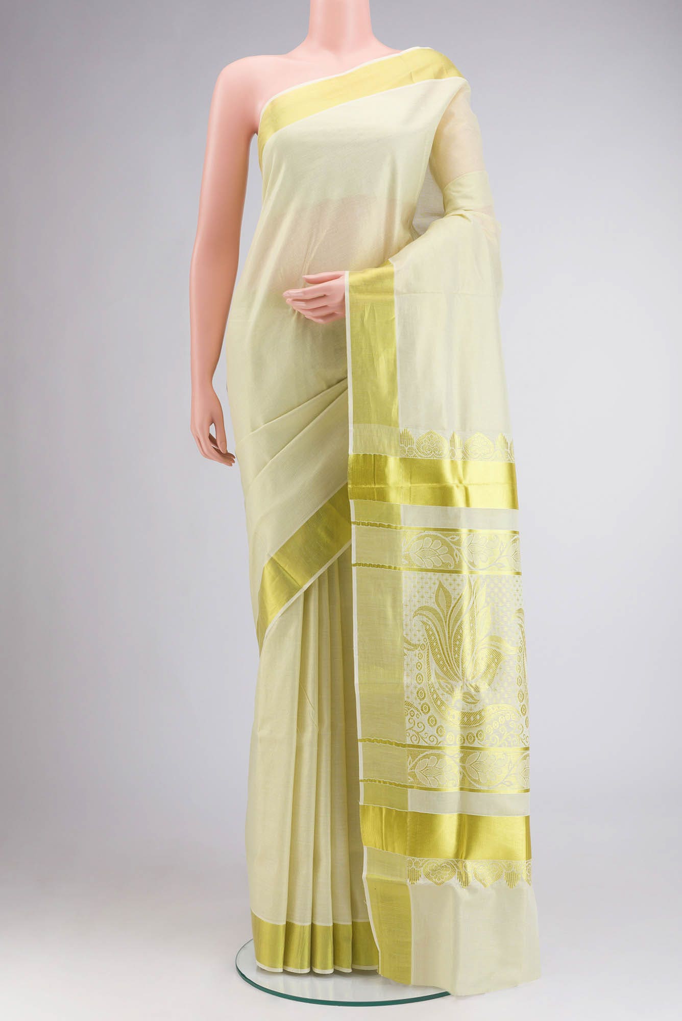 Gold Kerala Cotton Saree