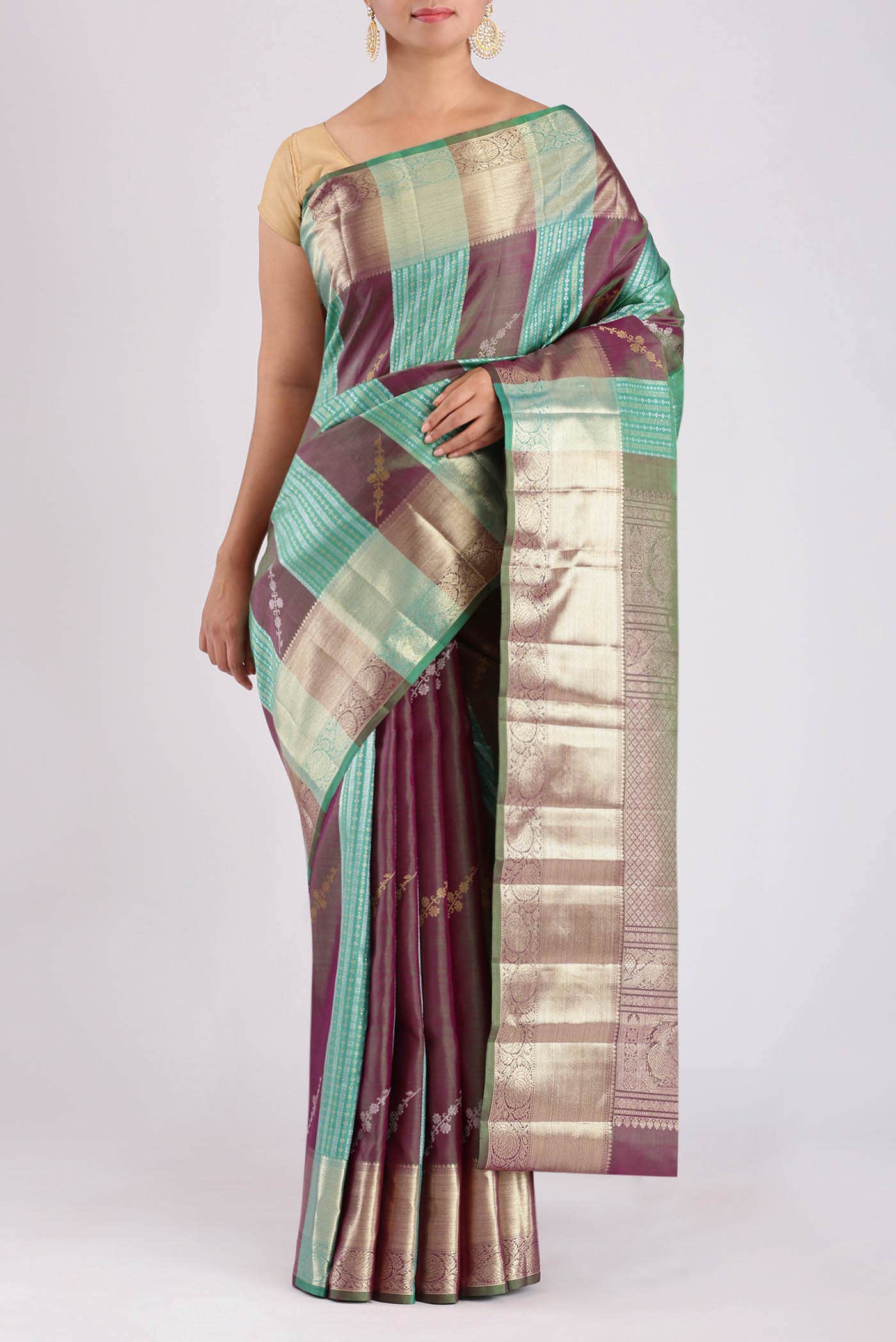 Pure Silk Pure Zari Green Kanchipuram Saree