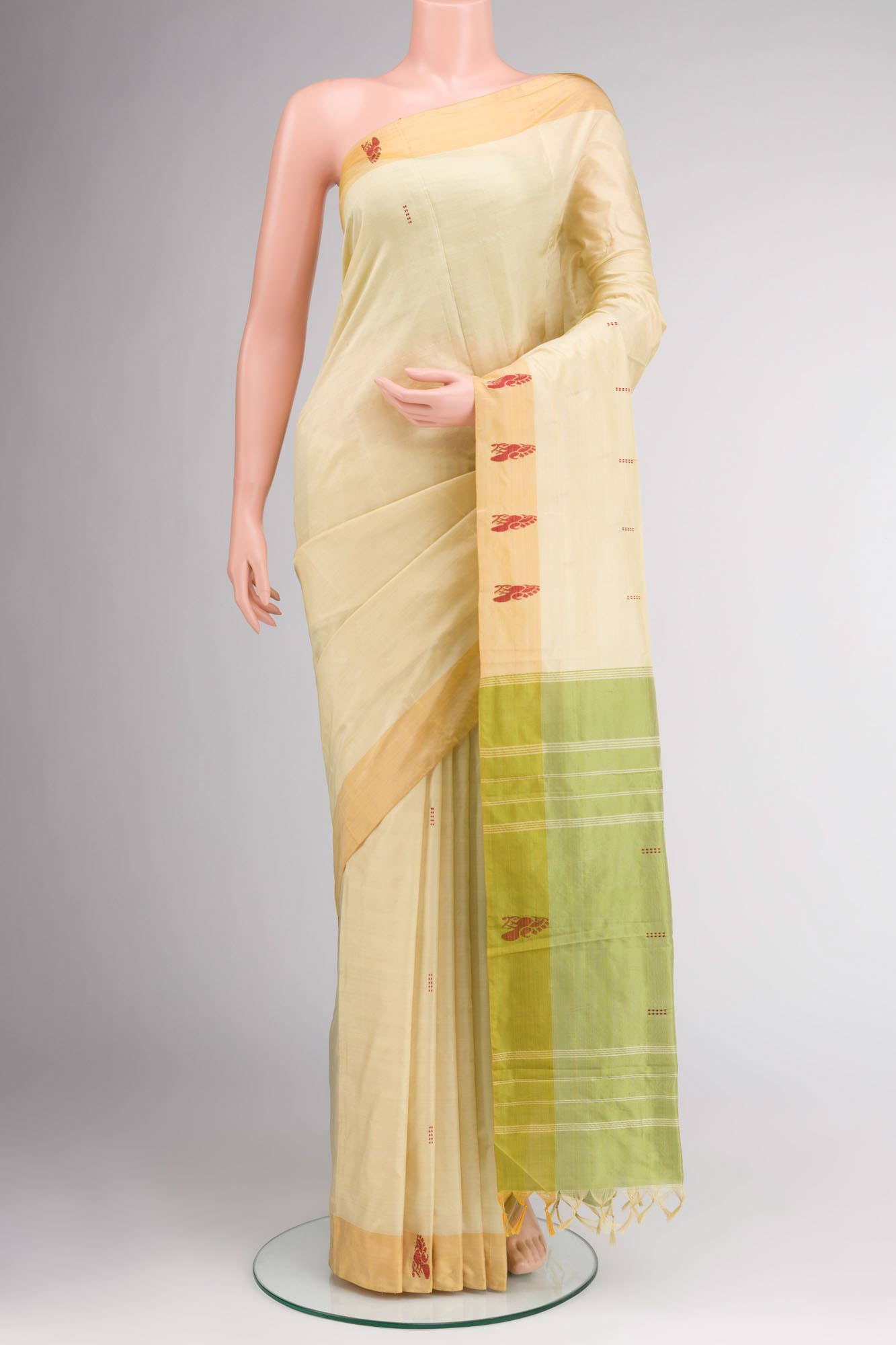 Beige Kanchipuram Silk Saree