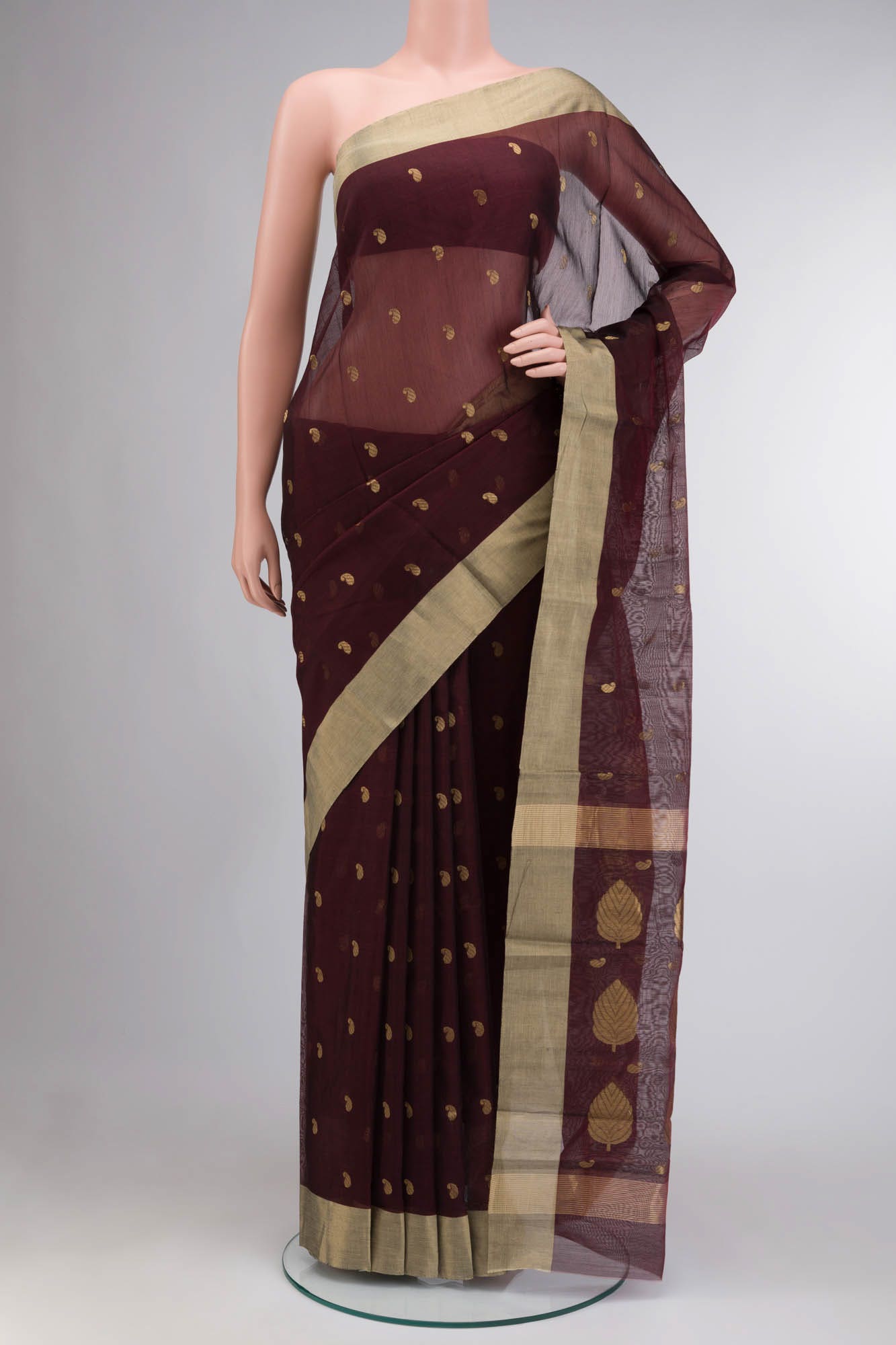 Maroon Chanderi Silk Cotton Saree