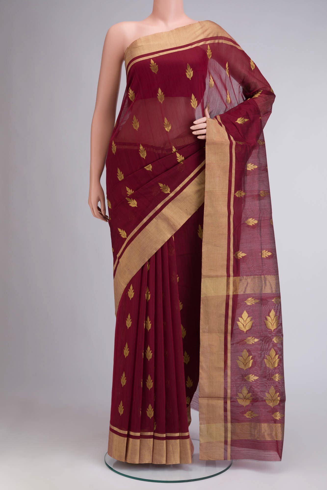 Maroon Chanderi Silk Cotton Saree