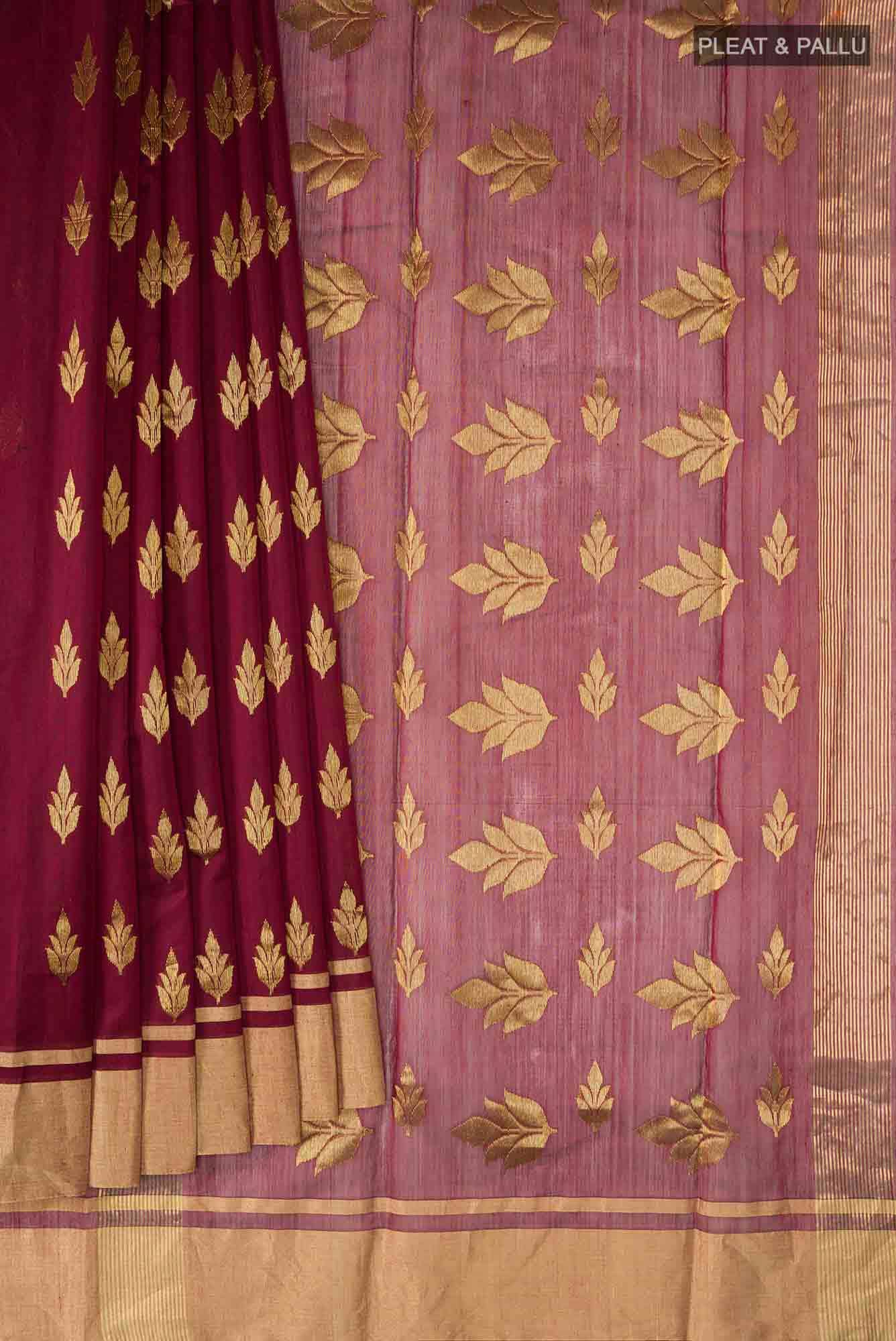 Maroon Chanderi Silk Cotton Saree