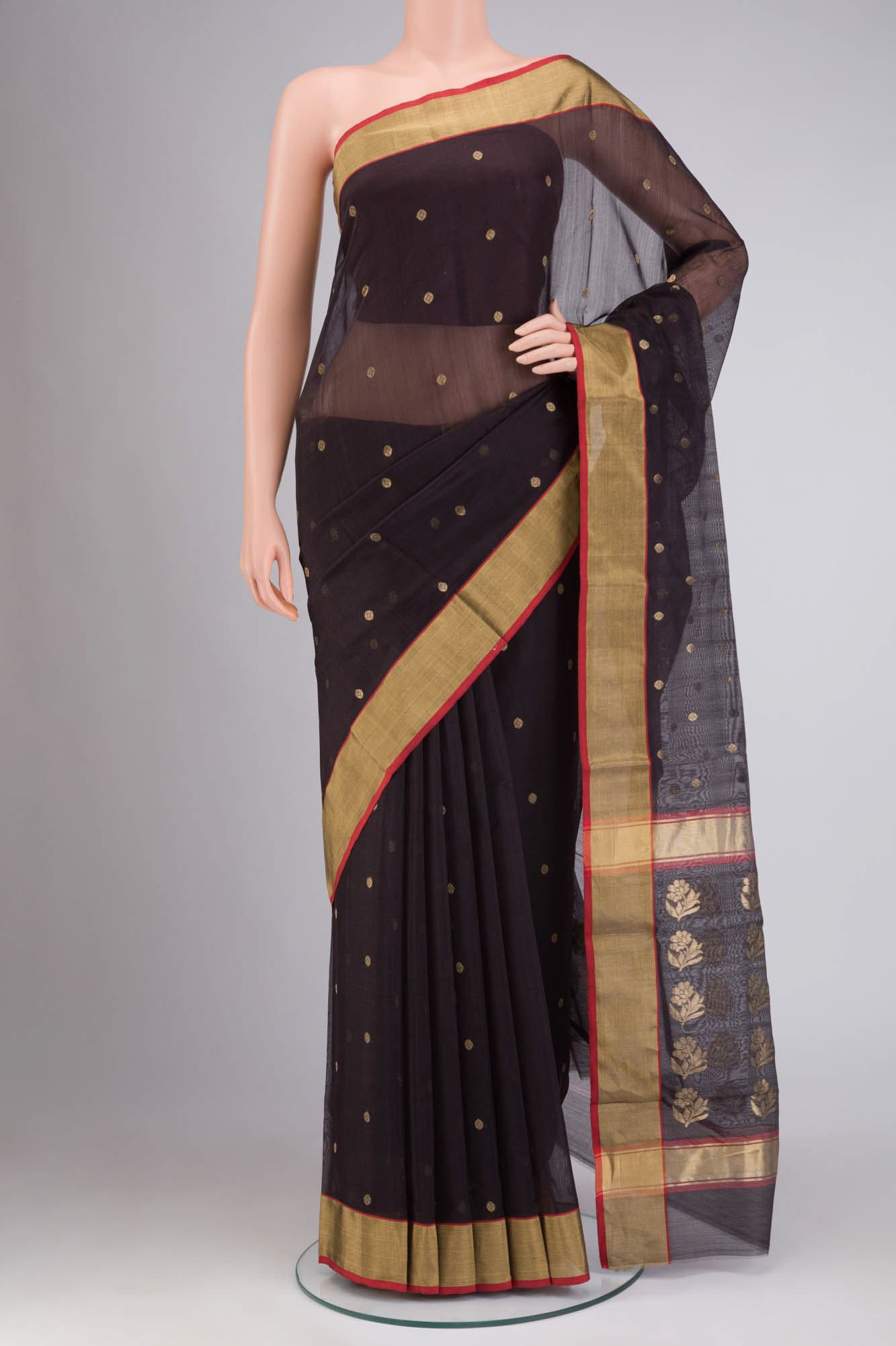 Black Chanderi Silk Cotton Saree