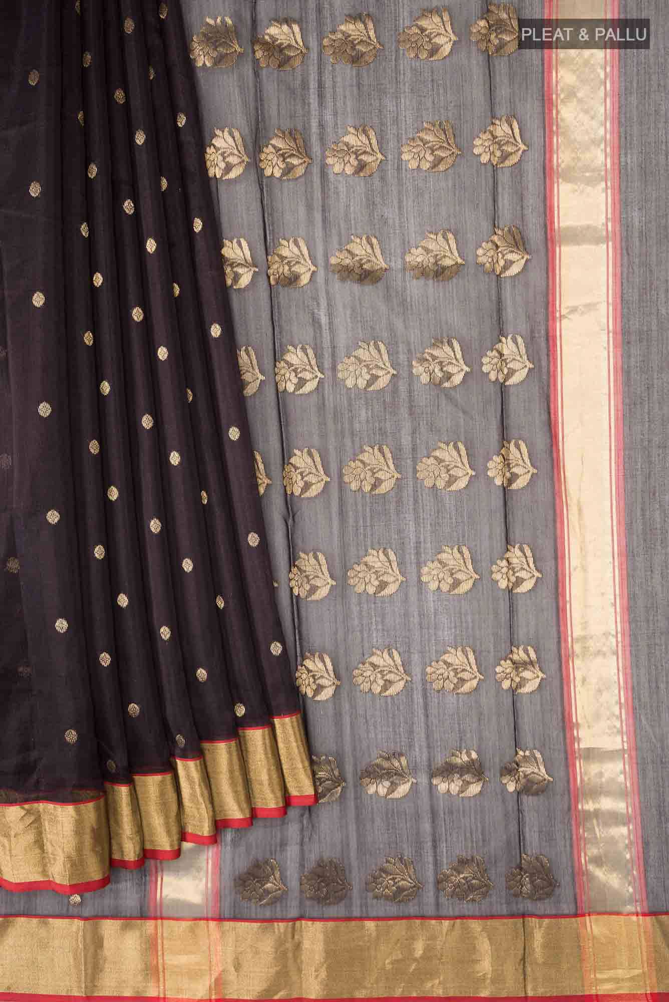 Black Chanderi Silk Cotton Saree