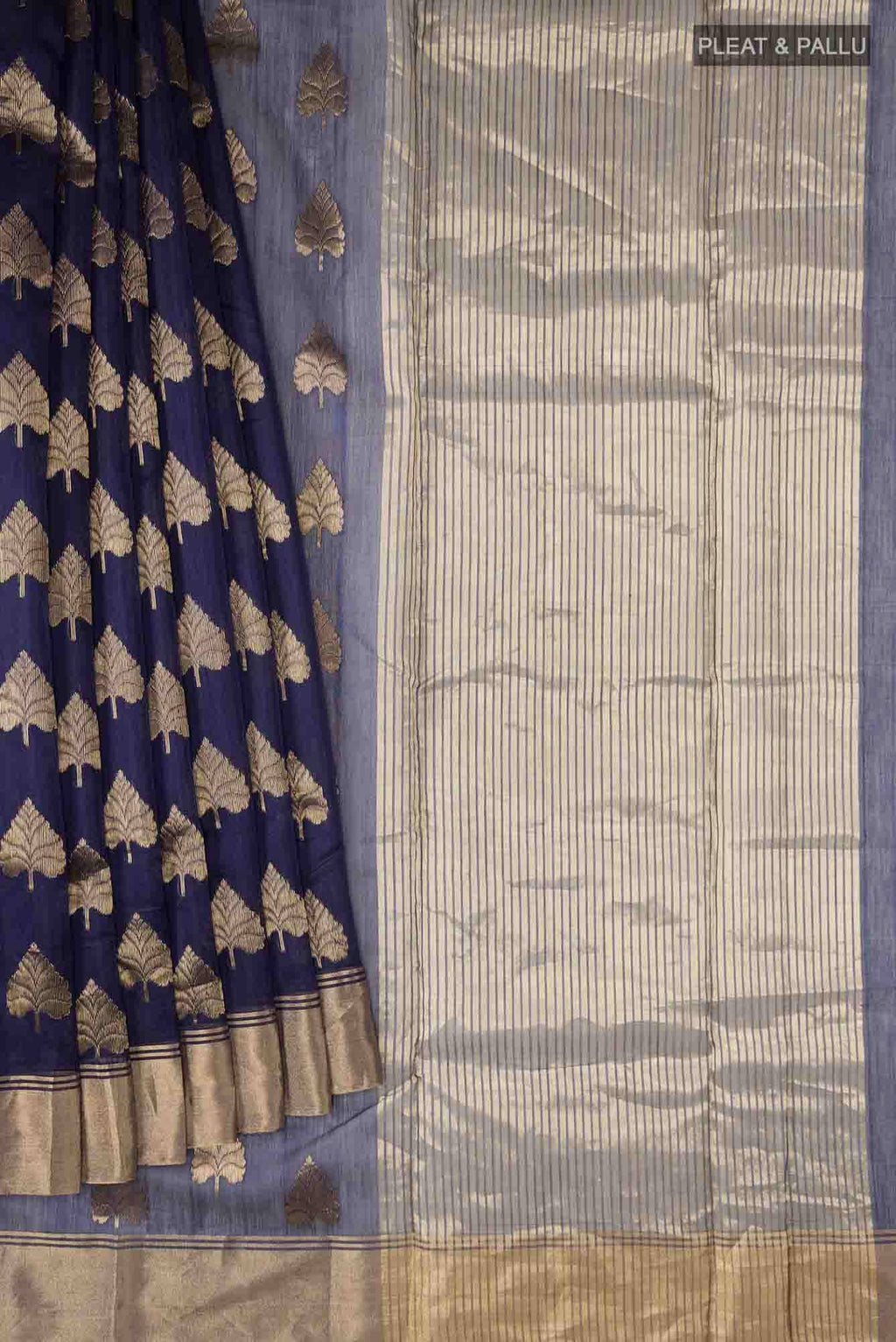 Navy Blue Chanderi Silk Cotton Saree