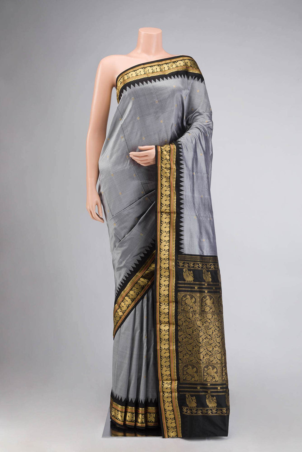 Grey Bangalore Silk Saree