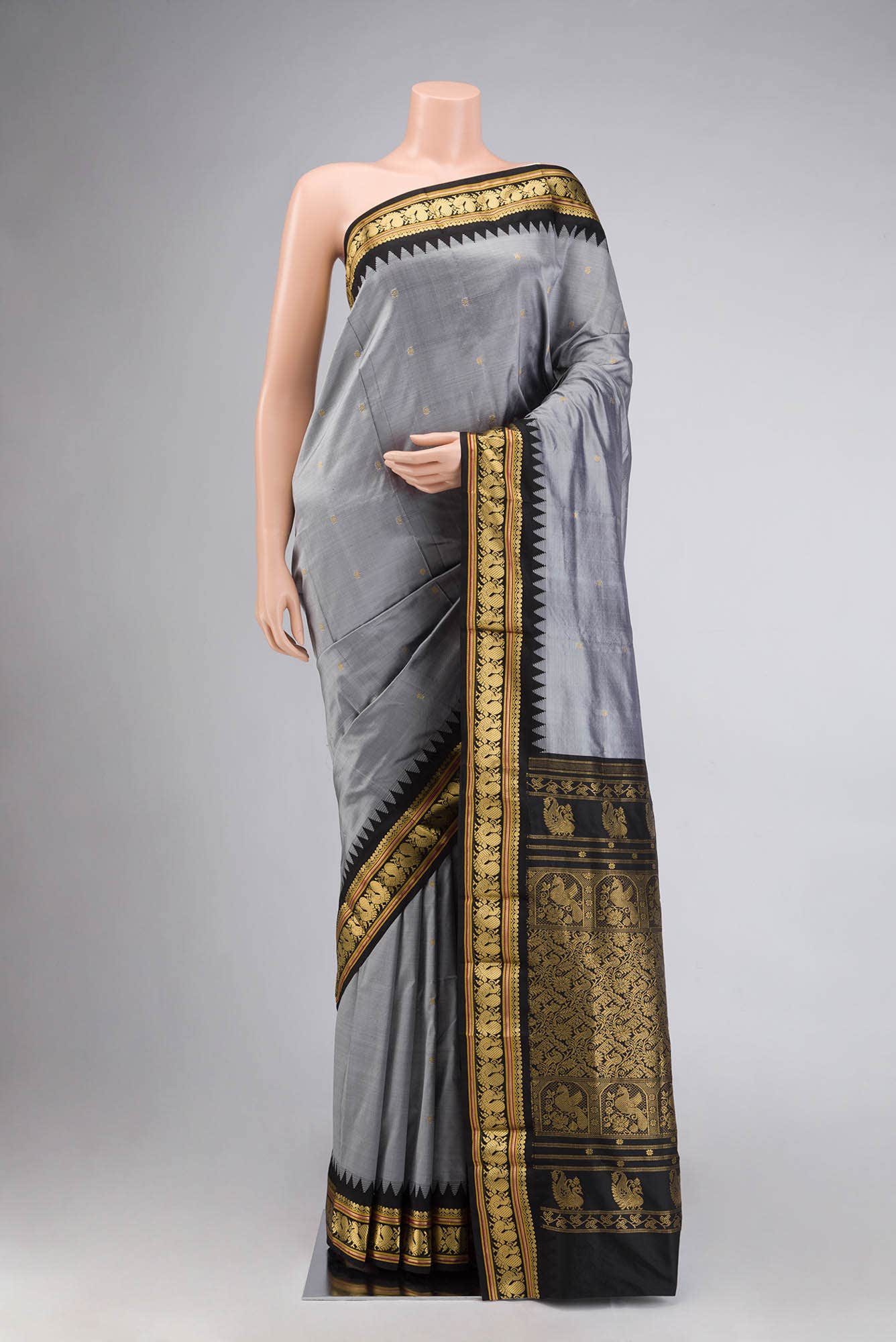 Grey Bangalore Silk Saree