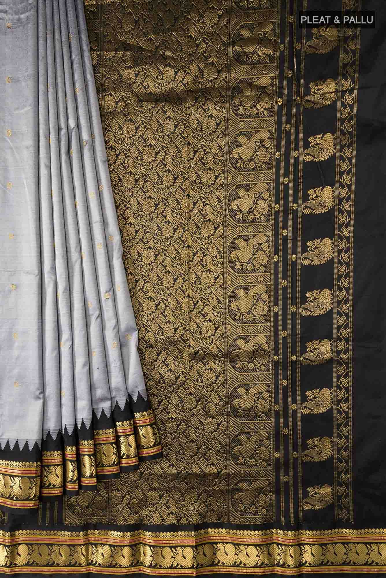 Grey Bangalore Silk Saree