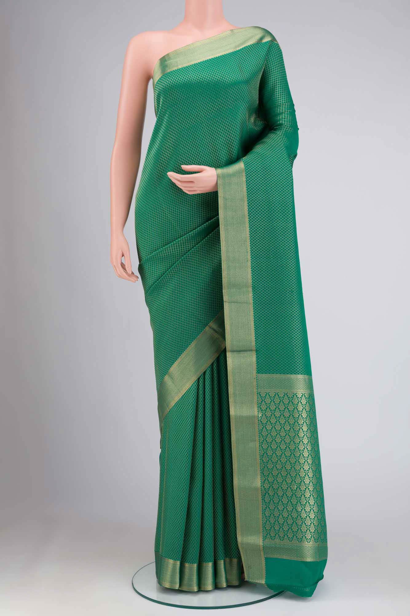 Green Crepe Saree