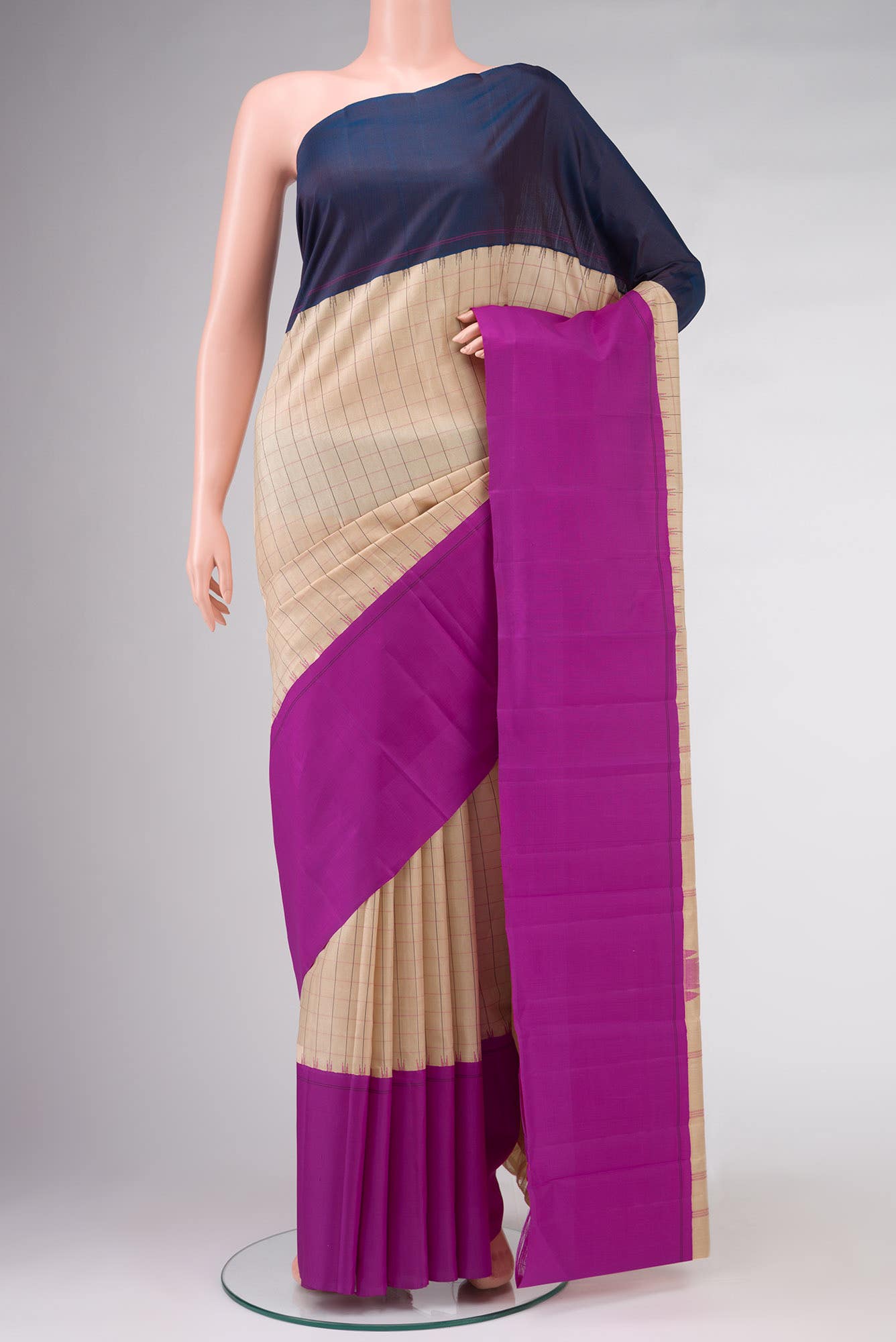 Beige Kanchipuram Silk Saree